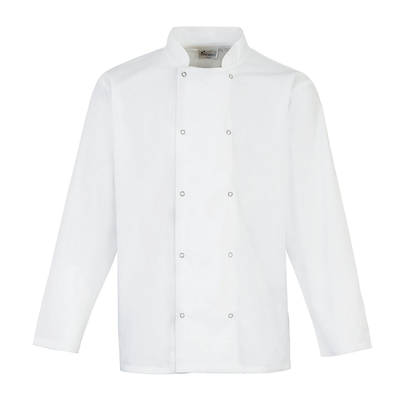 (Xl, White) Premier Unisex Adult Stud Front Long-Sleeved Chef Jacket - Image 2