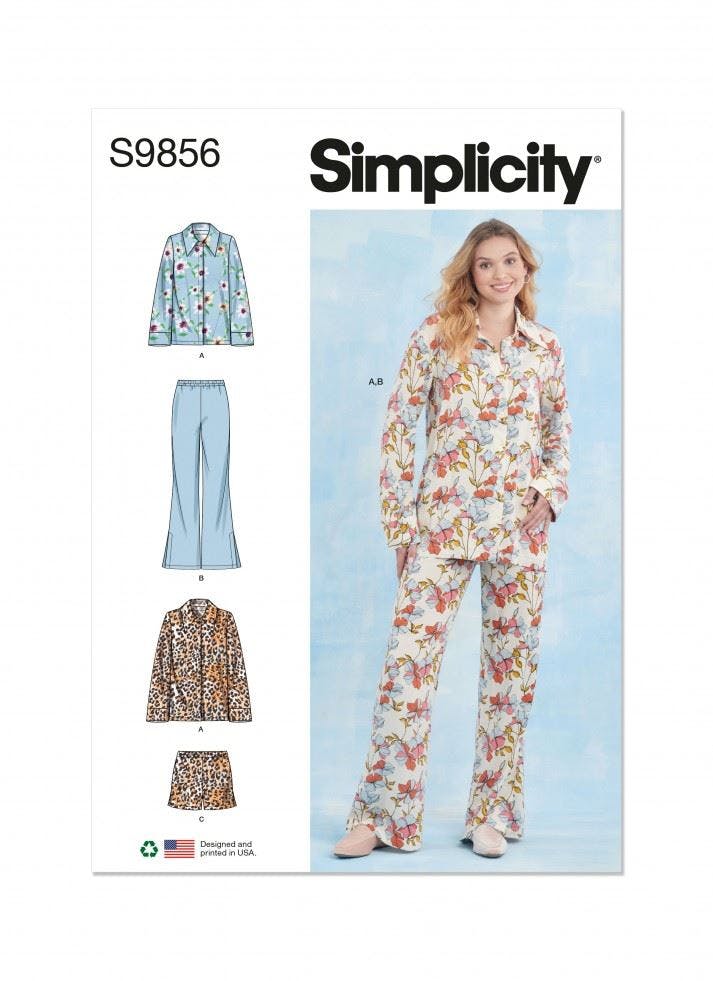 Simplicity Women's Sewing Pattern 9856, Pyjamas For A (Xs-S-M-L-Xl-Xxl) - Intermediate - A (Xs-S-M-L-Xl-Xxl)