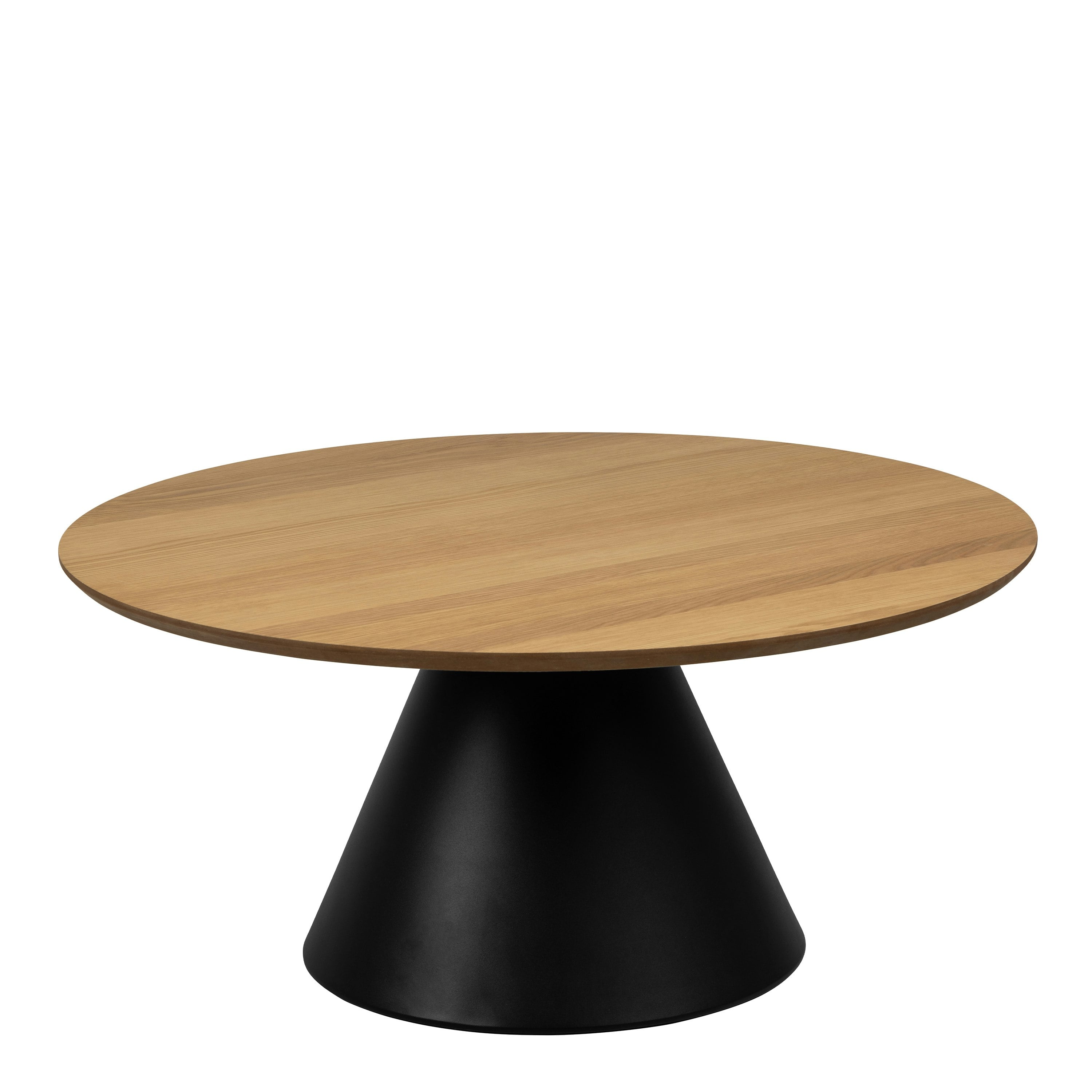 Rackhams Black/Brown Soli Round Coffee Table In Oak/ 85X40cm - 1 - Oak
