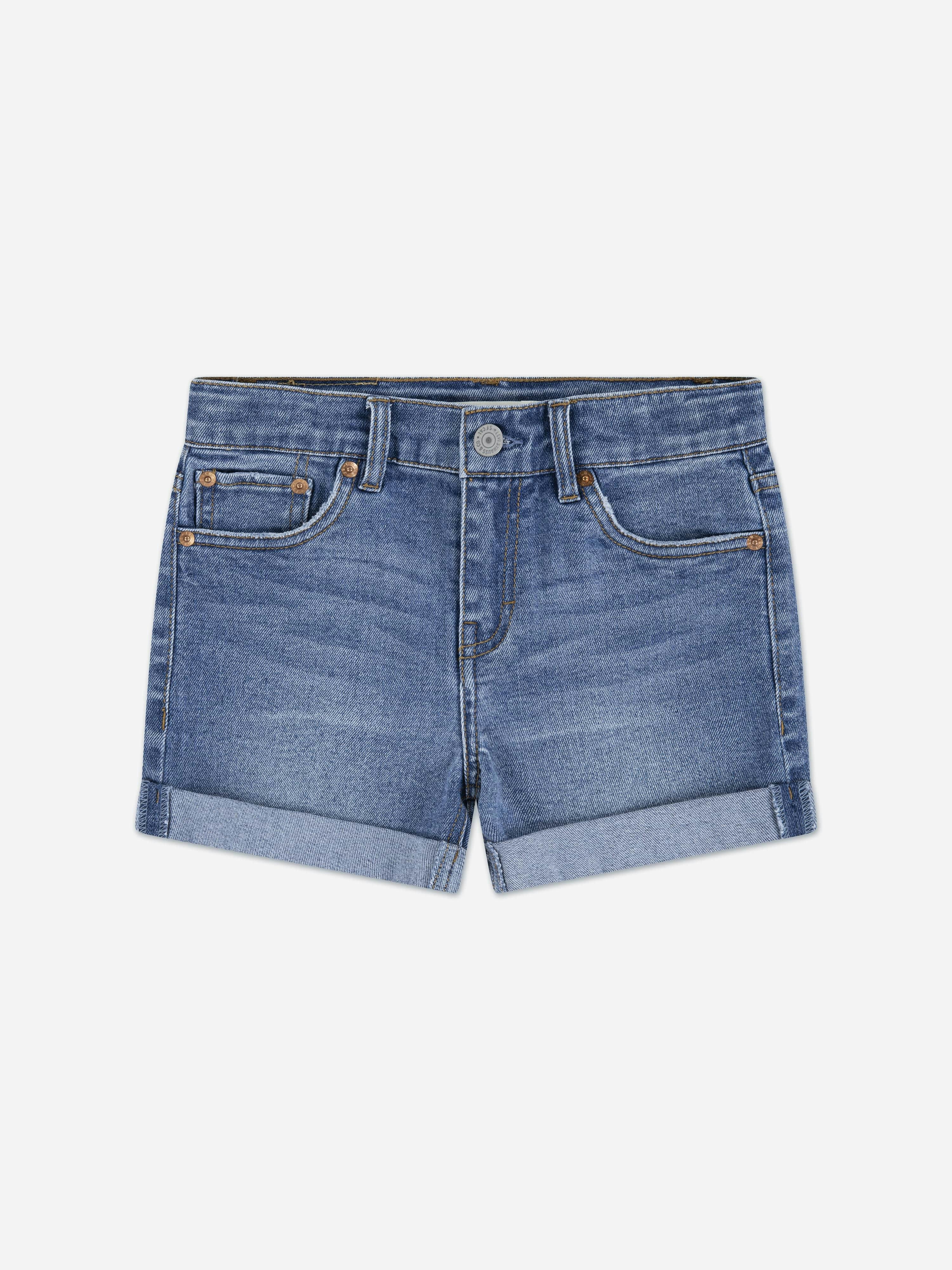 Levi's Kids Wear Girls Blue Levi's Friend Shorts In - 5 Yrs