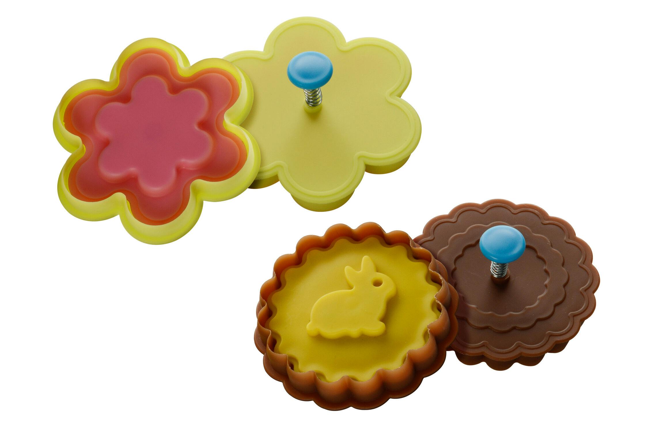 Maison By Premier Brown/Yellow Sucre Set Of 2 Rabbit And Flower Shape Cookie Cutters And Stamps
