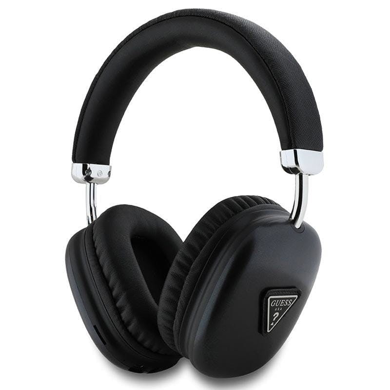 Guess Black Saffiano Pu Leather With Metallic Triangle Logo Wireless Headphones - Gubhk1satsk