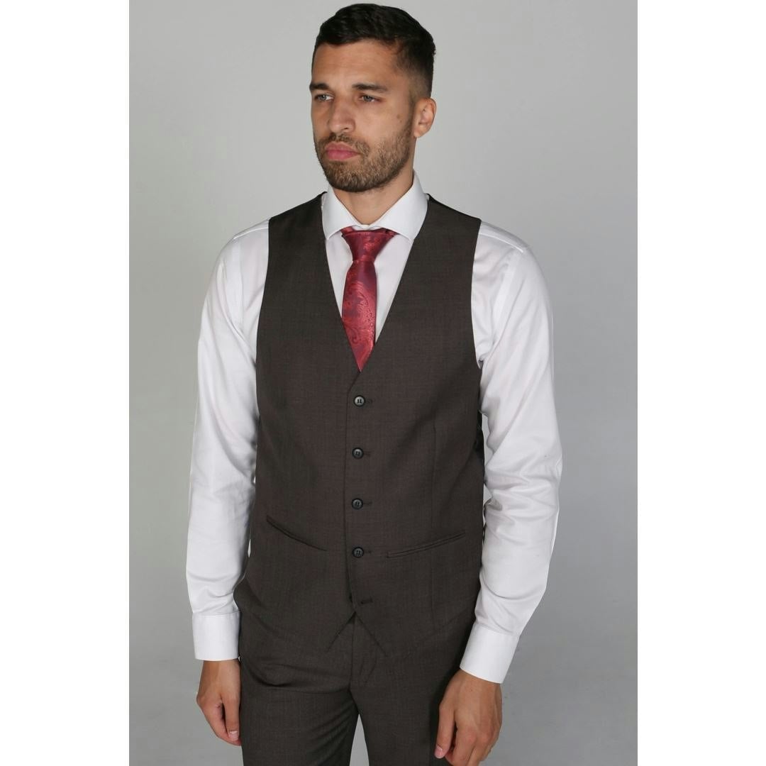 Paul Andrew Men's Red/Black Charles - Charcoal Waistcoat - 34