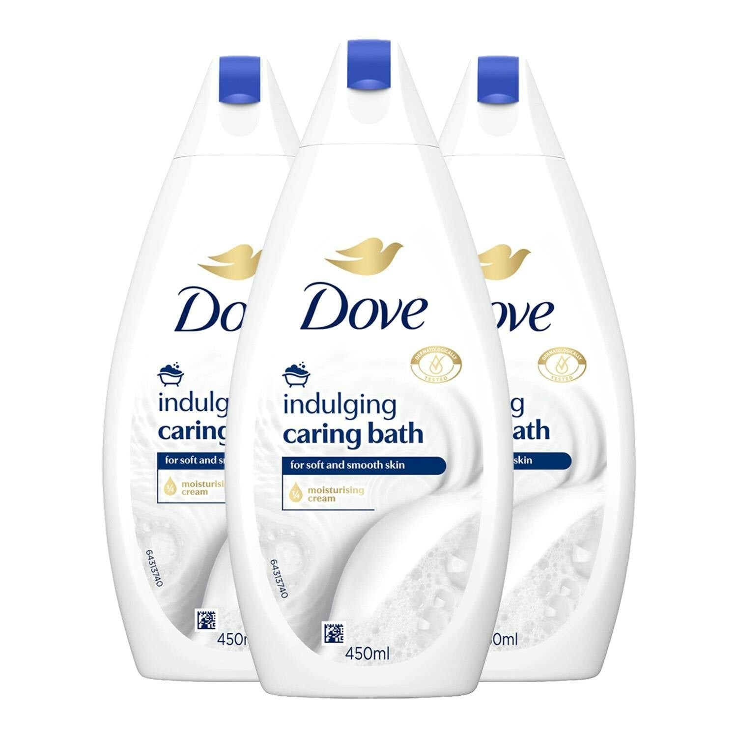 Dove Cream Caring Bath Indulging Bath Soak With 1/4 Moisturising 3X450ml