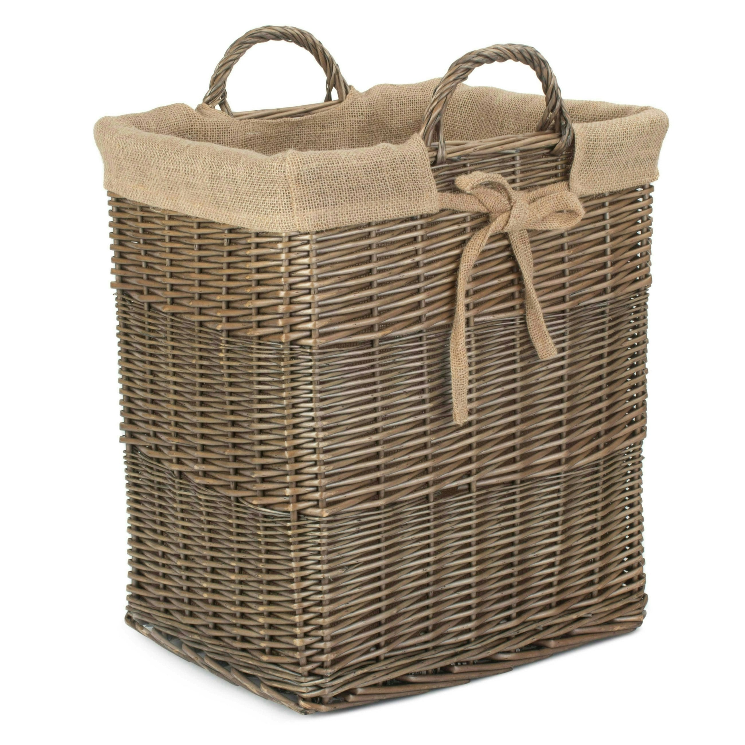 Red Hamper Red/Brown Hamper Wicker Rectangular Wicker Log Basket With Lining