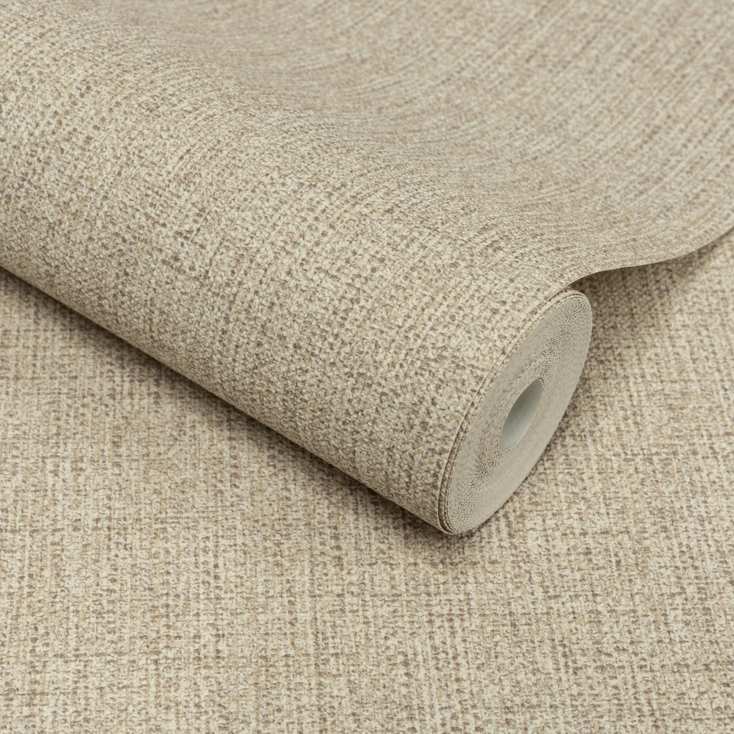 Rackhams Light Twill Plain Fabric Textured Wallpaper, Taupe