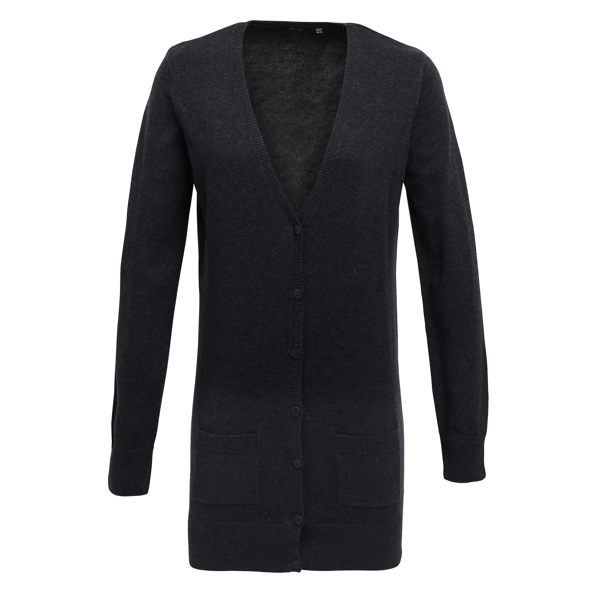 Premier (18, Charcoal) Womens/Ladies Longline V Neck Knitted Cardigan - Image 3