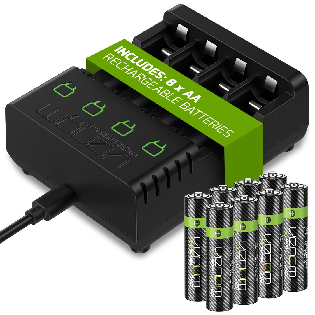 Venom Rechargeable Battery Charging Dock Plus 8 X Aa 2100Mah Batteries - Rechargeable Battery Charging Dock Plus 8 X Aa 2100Mah Batteries