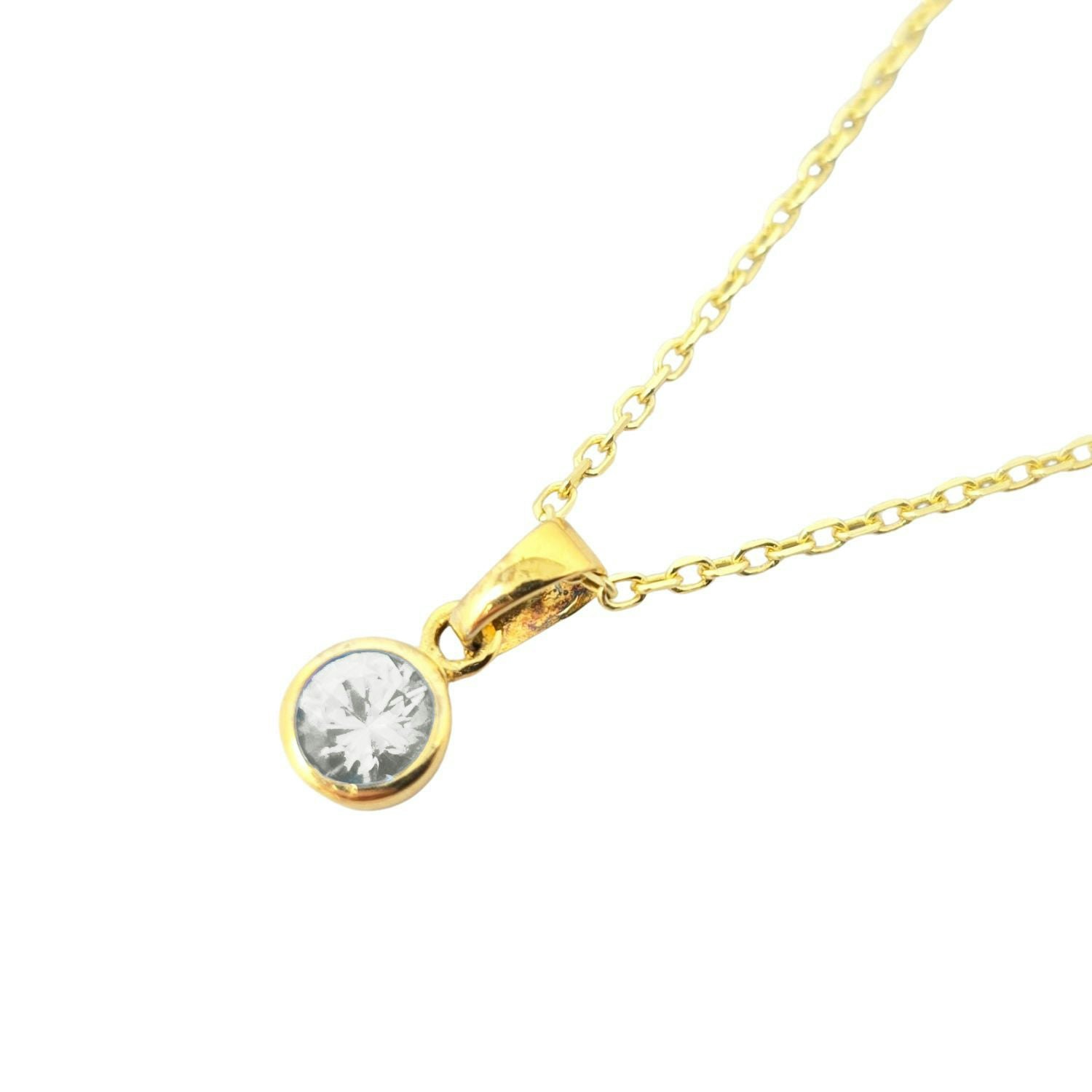 Harfi White Mini Round Topaz April Birthstone Pendant Necklace
