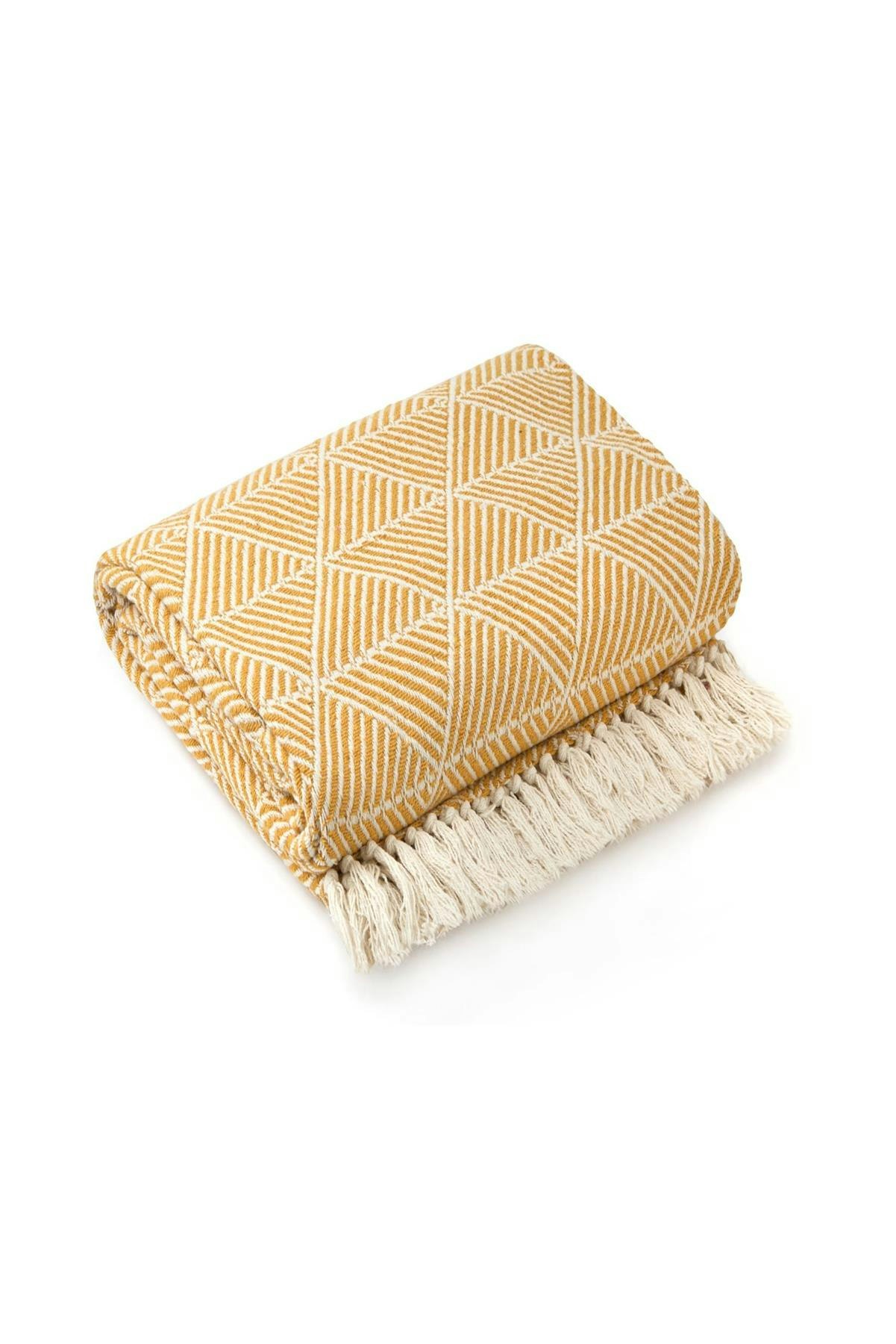 Rackhams Ivory Zahra Ochre Blanket/Throw - Ochre - 130X150cm