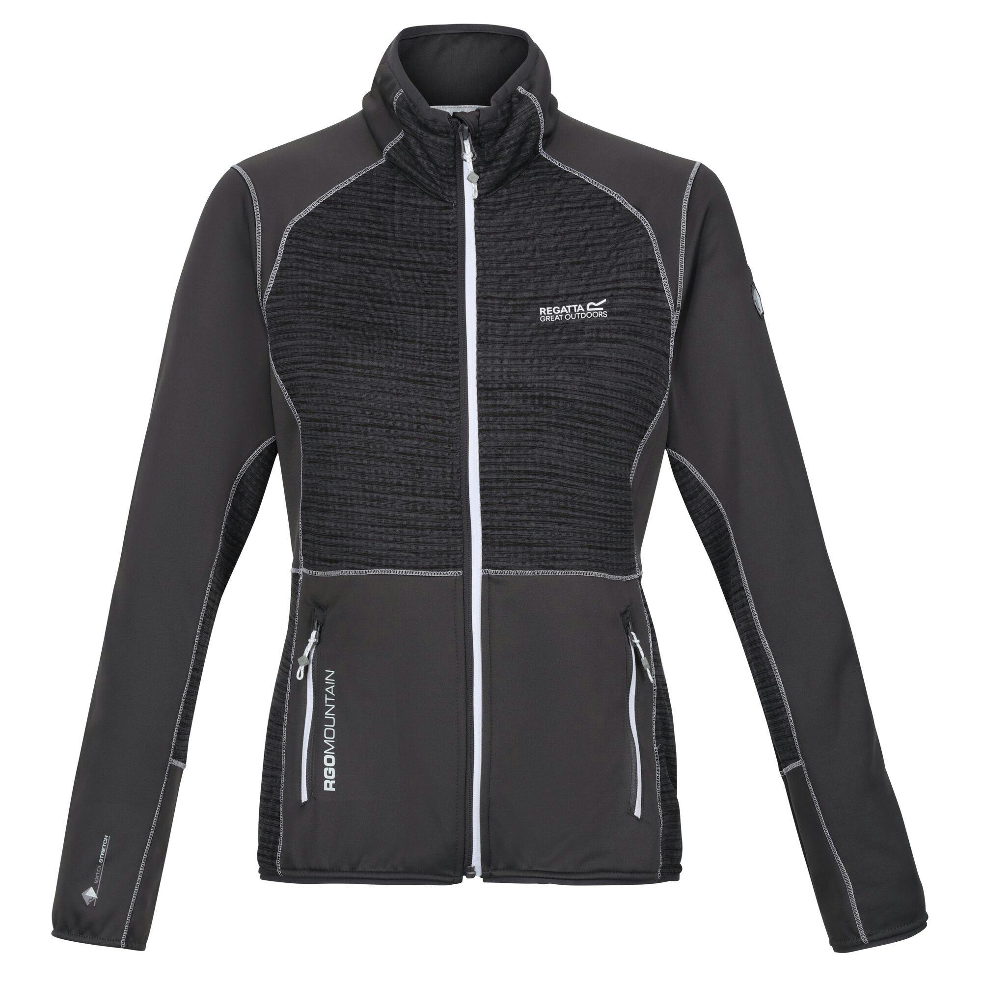 Regatta Women's Grey Yare Vii Marl Full Zip Soft Shell Jacket - Seal - 10 Uk - Seal - 99% Polyester/1% Elastane