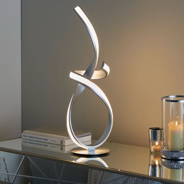 Rackhams Silver/White Zkylar Led Table Lamp