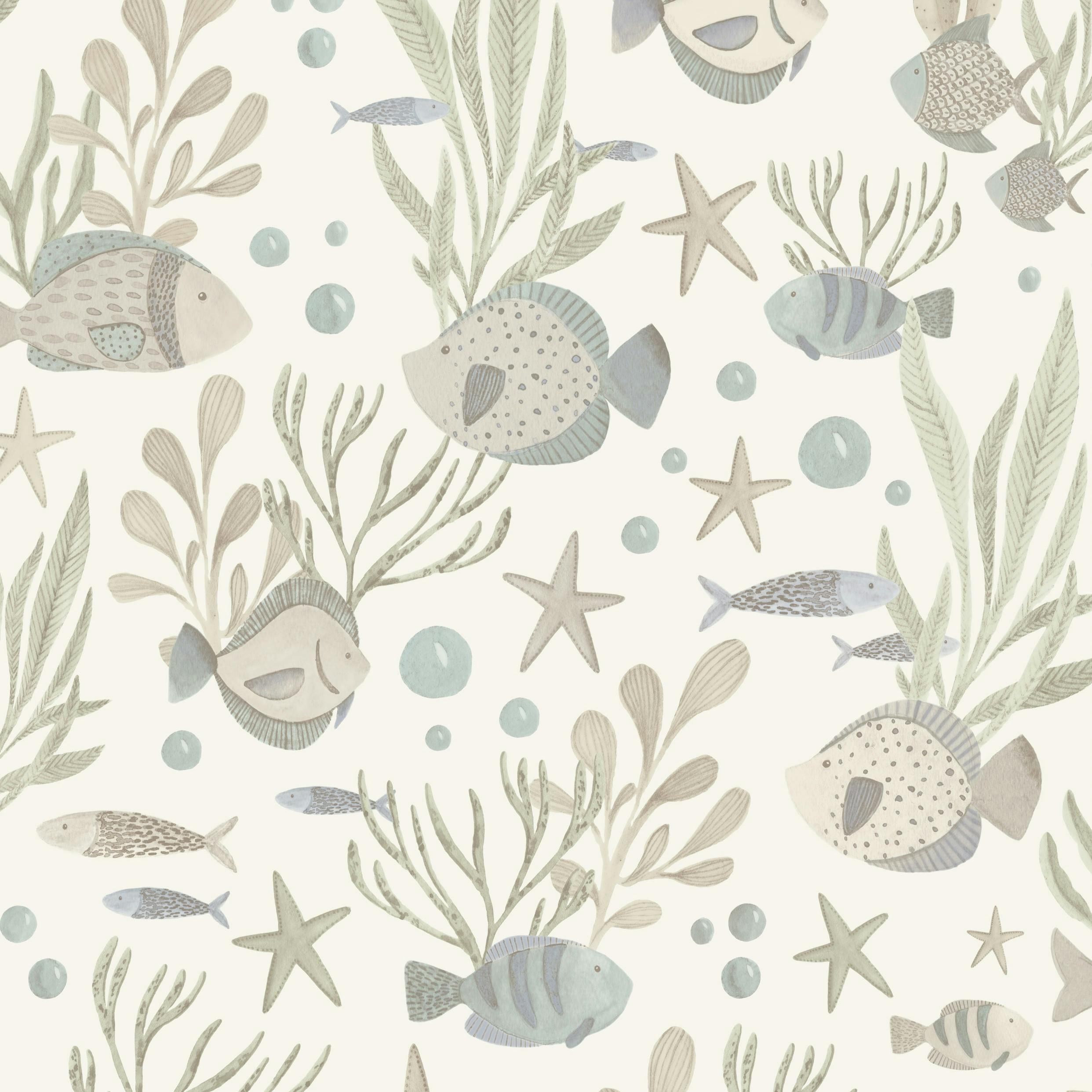 Grandeco Blue Nemo Sealife Fish Nursery Textured Wallpaper,