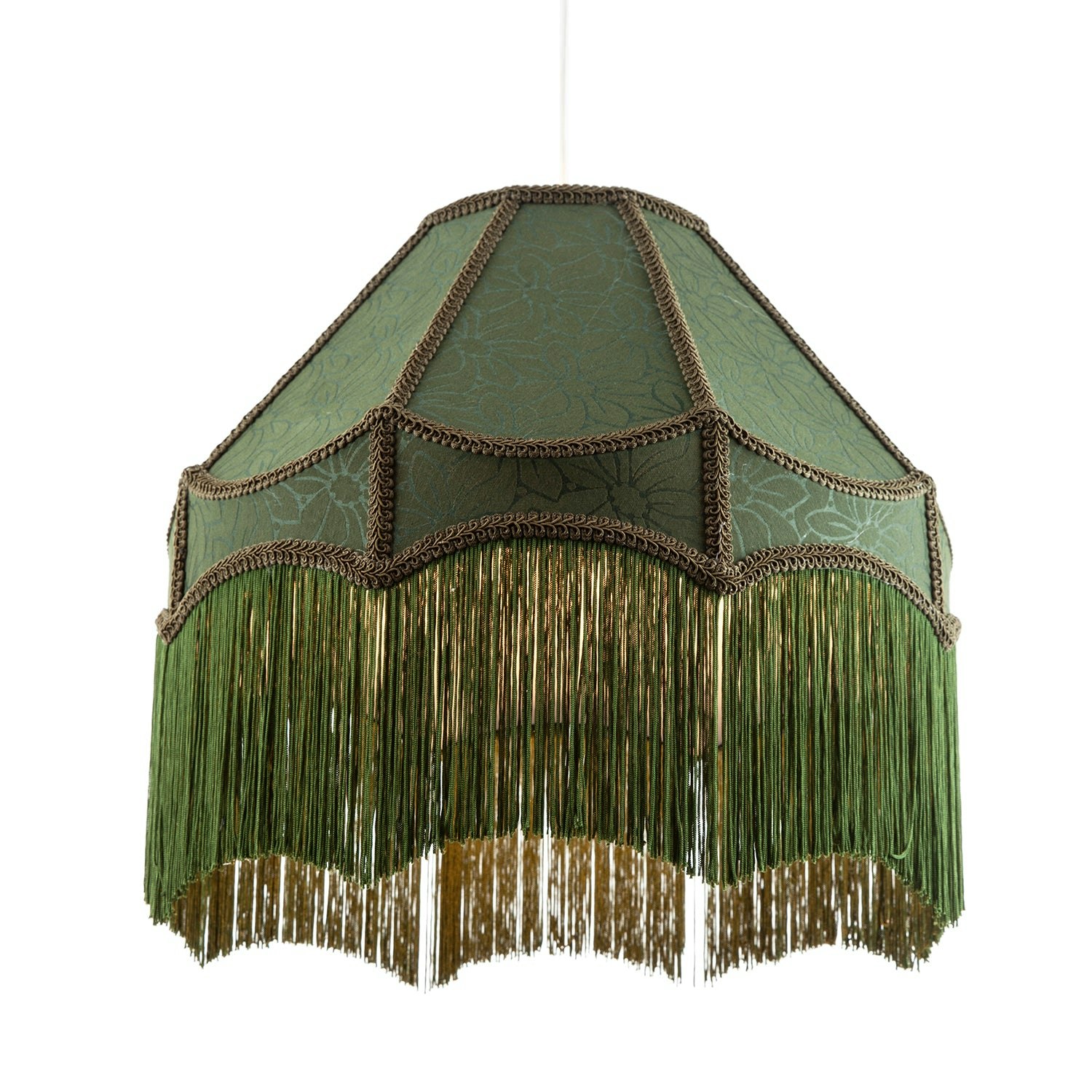Happy Homewares Green Classic Forest Floral Jacquard Victorian Empire Pendant Shade