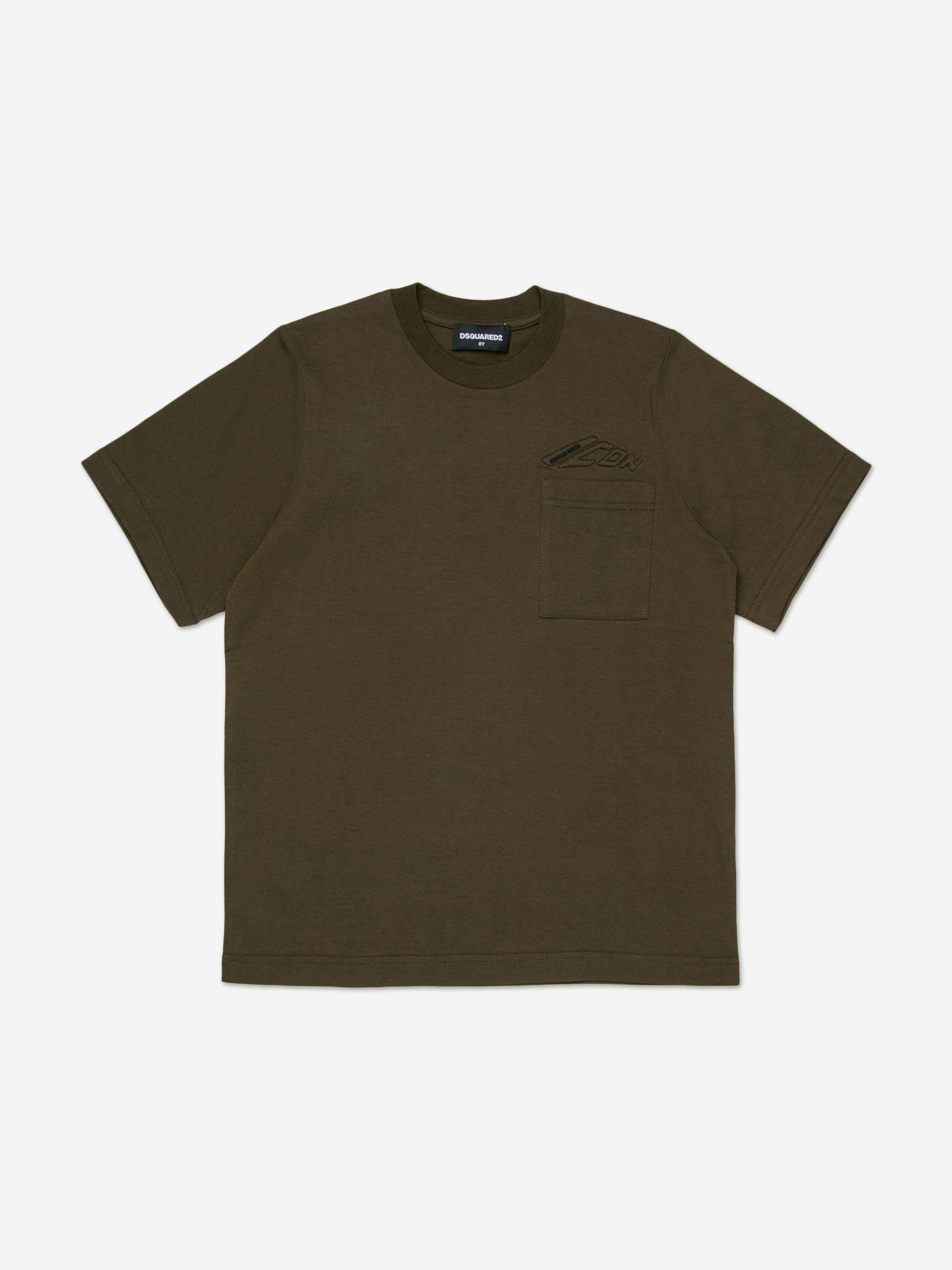 Dsquared2 Kids Boys Green Icon Pocket T-Shirt In - 14 Yrs