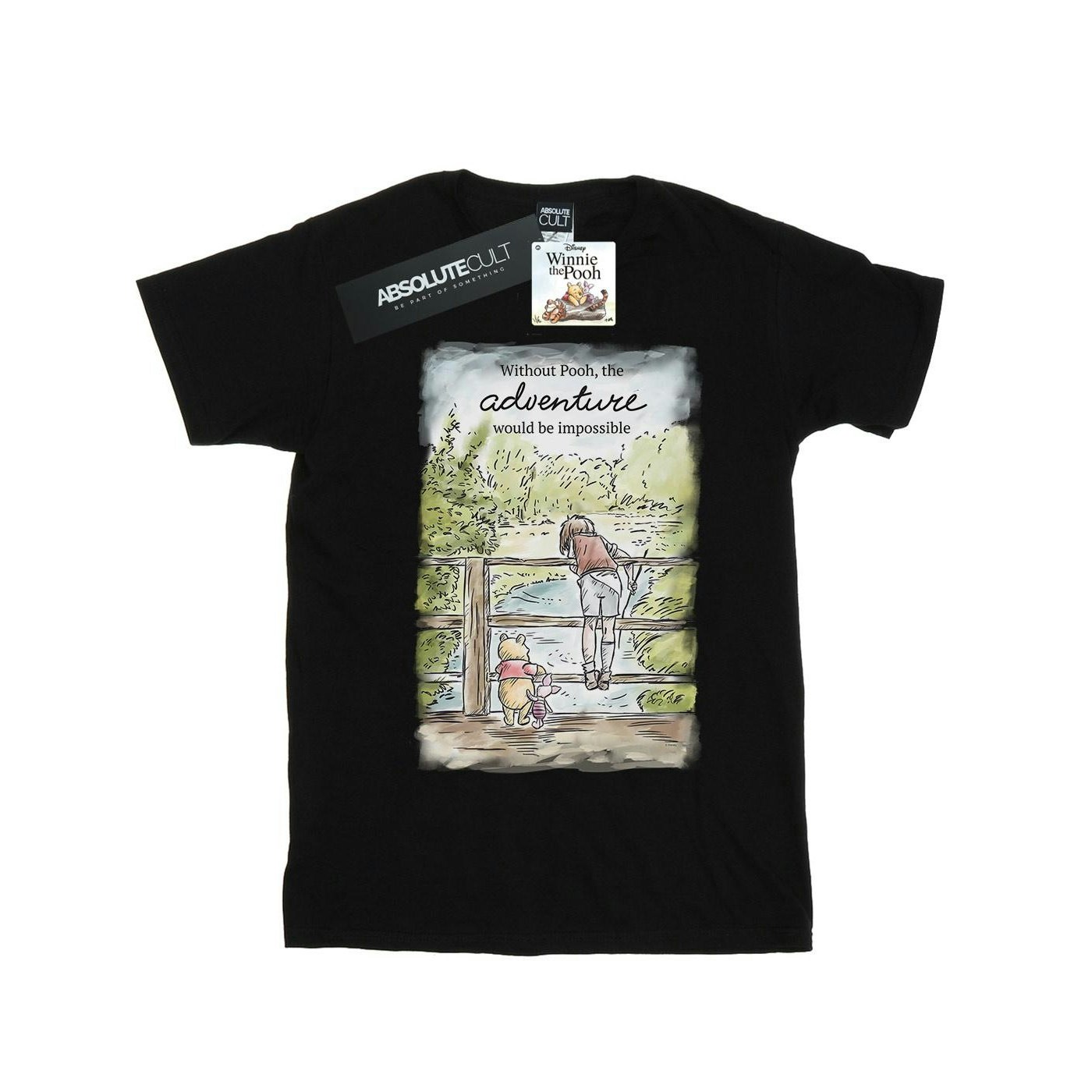Disney Women's Black / Winnie The Pooh Adventure Cotton Boyfriend T-Shirt - Xxl