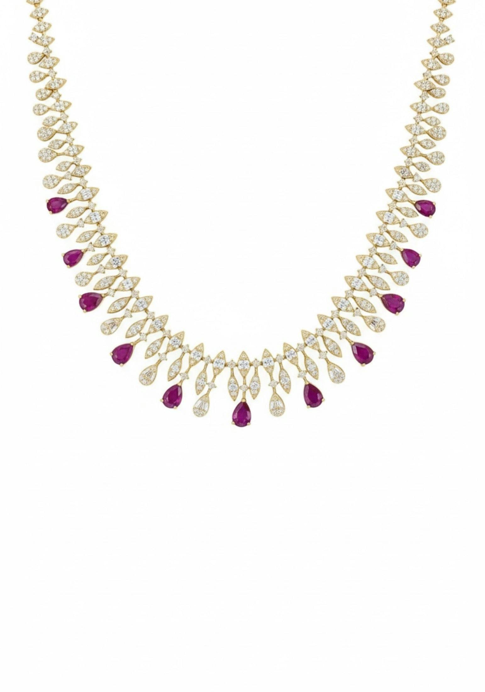 Latelita Gold Duchess Ruby Statement Necklace