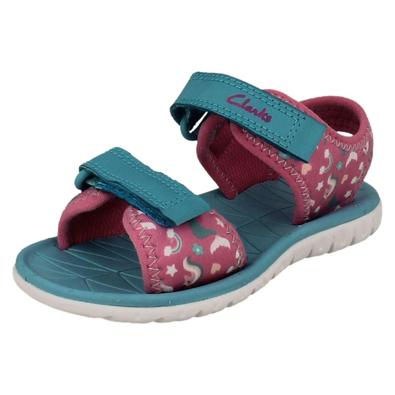 Clarks Pink Kids Pattern Detailed Adjustable Sandals Surfing Tide K - Hot - Uk 11.5 Child