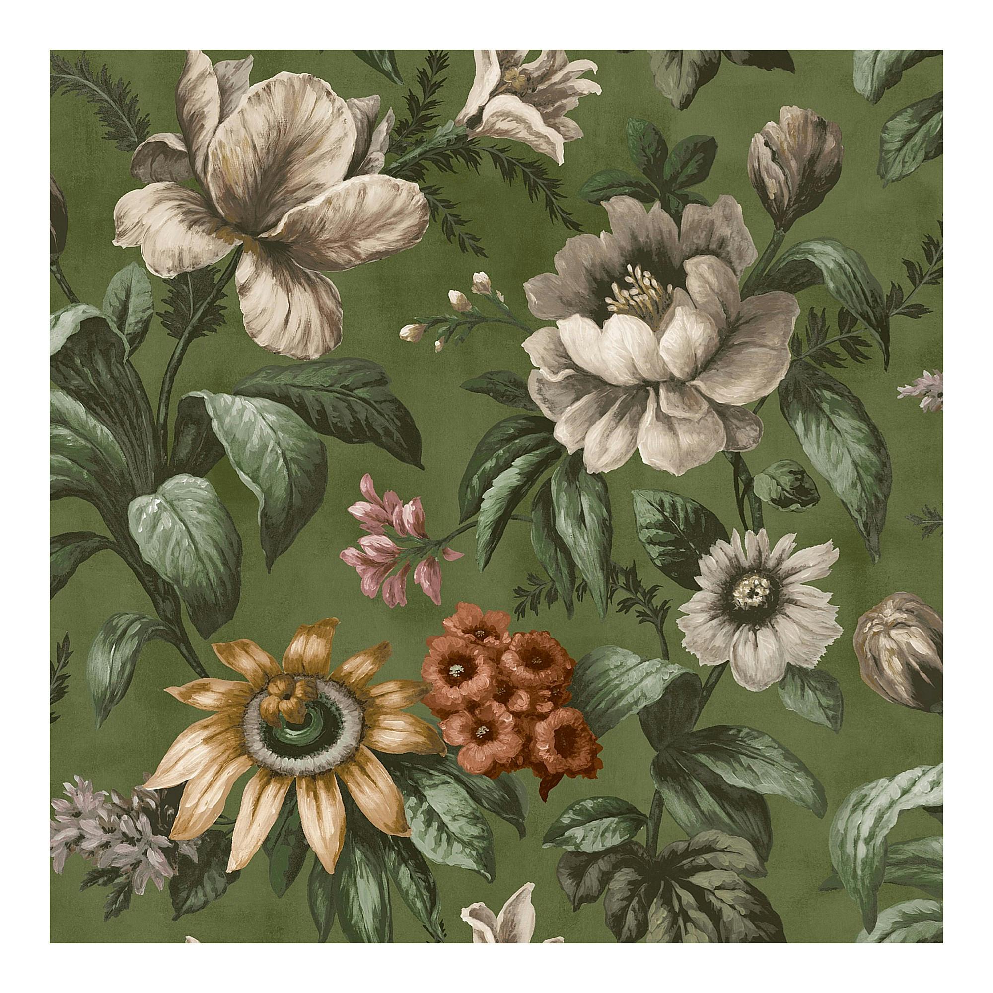 Superfresco Easy Green Gardenia Floral Wallpaper - Forest - 10M