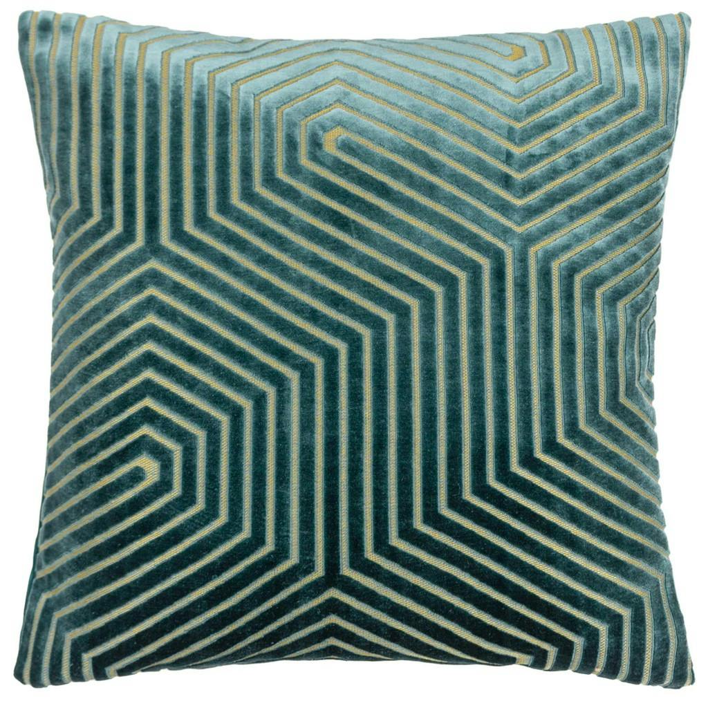 Paoletti Evoke Cut Cushion Cover - Teal - 55Cm X 55Cm - Teal - 100% Polyester
