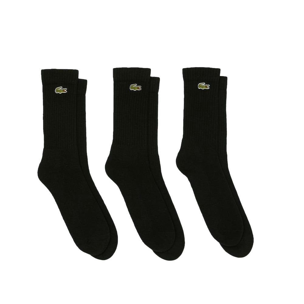 Lacoste Black Sport 3 Pack High Cut Socks /Black/ - Uk 9-11