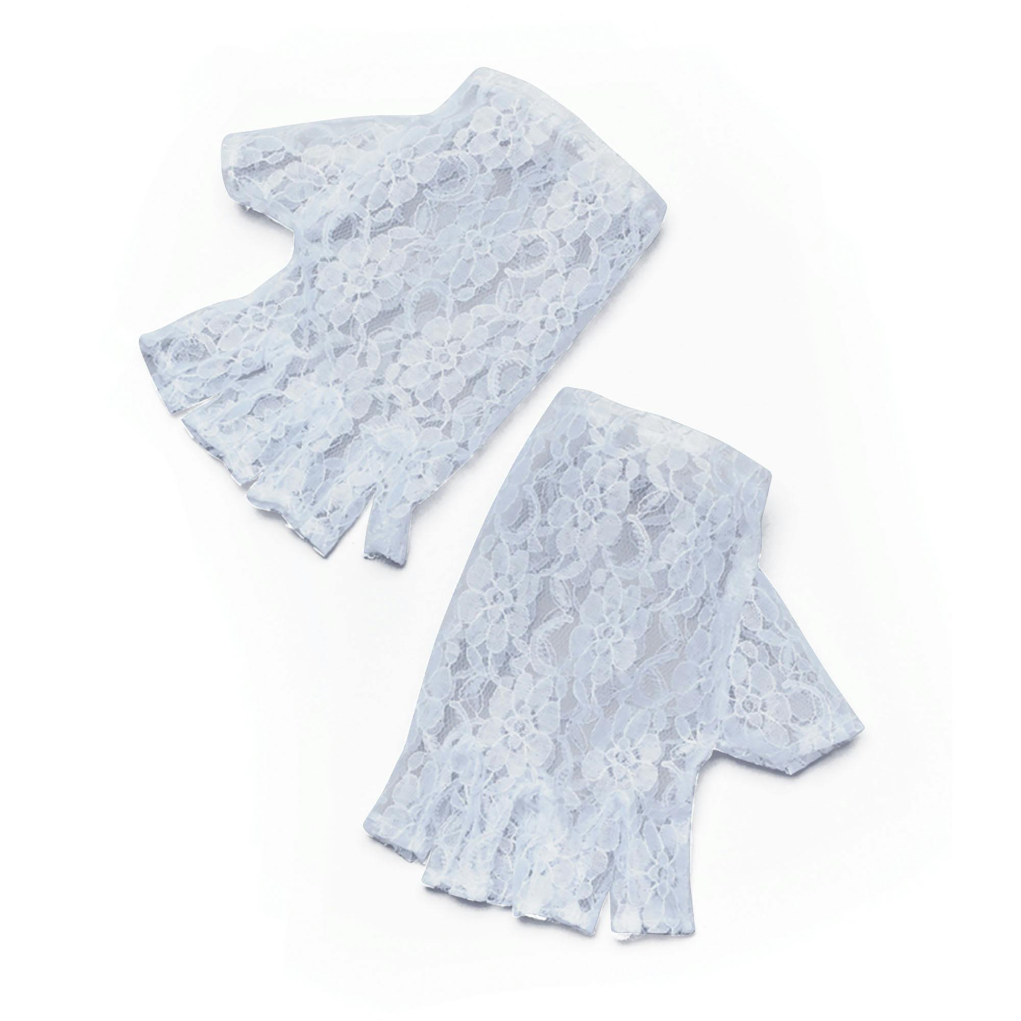 Bristol Novelty Women's White Short Fingerless Lace Gloves (1 Pair) - One Size
