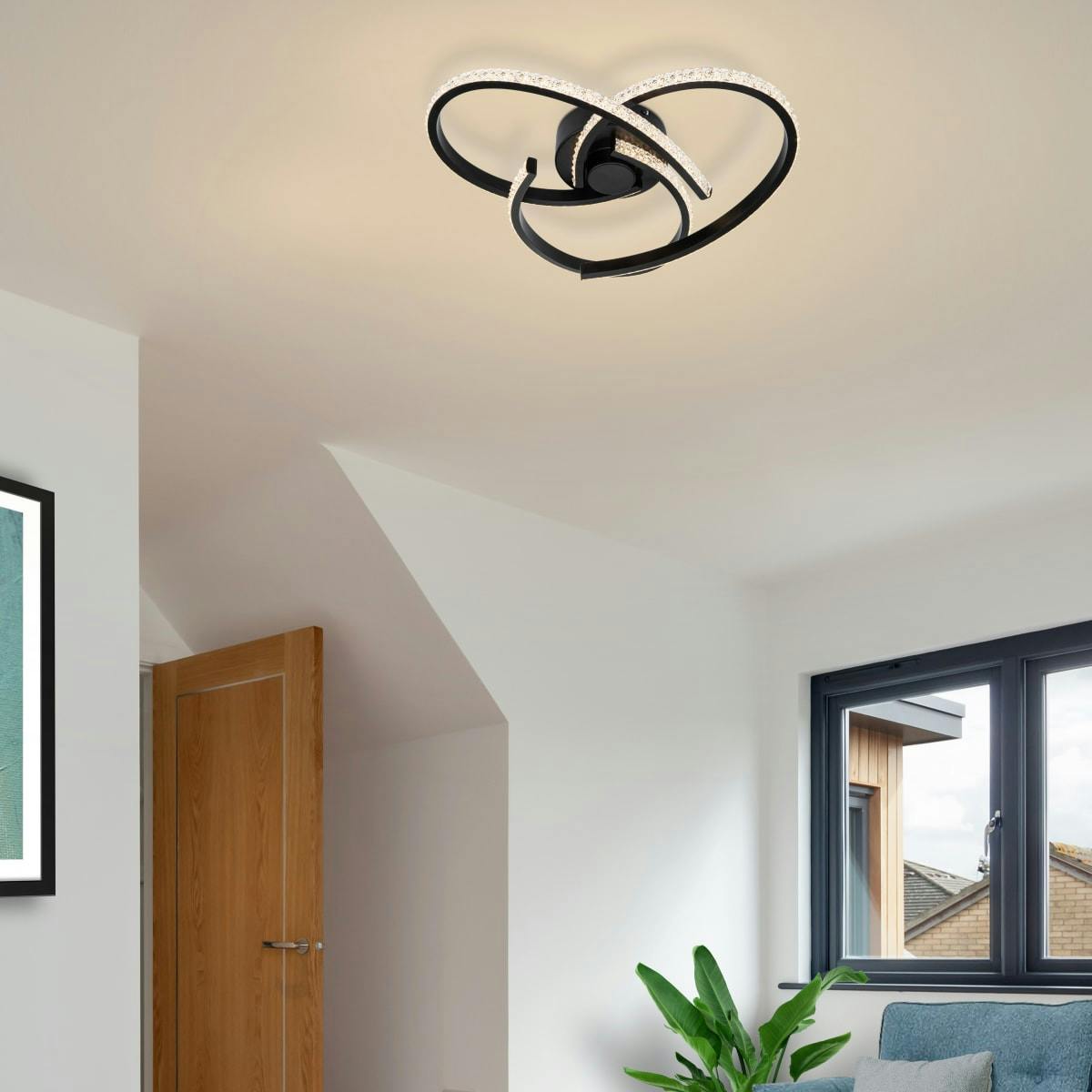 Cosylyte Light/Black Moora 3 Integrated Led Curved Ceiling - Matt