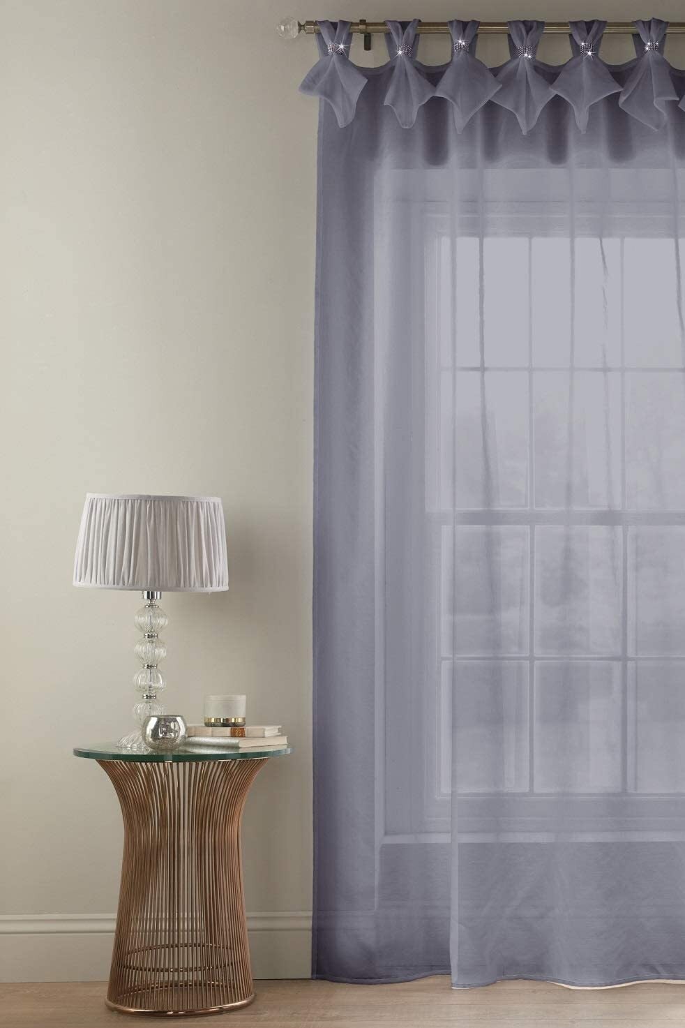 Rackhams Silver Tiara Dolly Voile Semi-Sheer Tabbed Curtain Panel - 72"