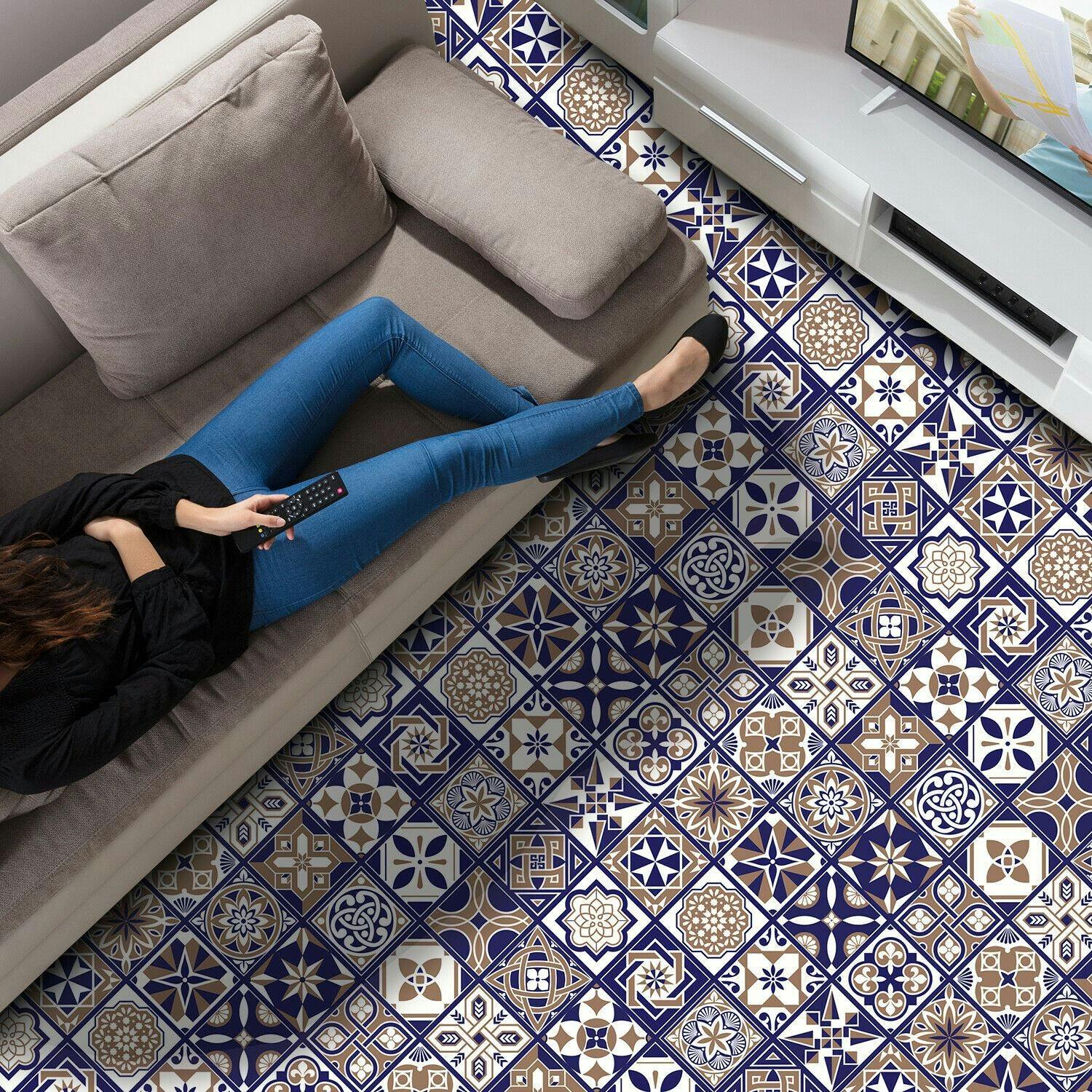 Walplus Wfs6007 - Royal Tiles Floor Sticker 120Cm X 60 Cm