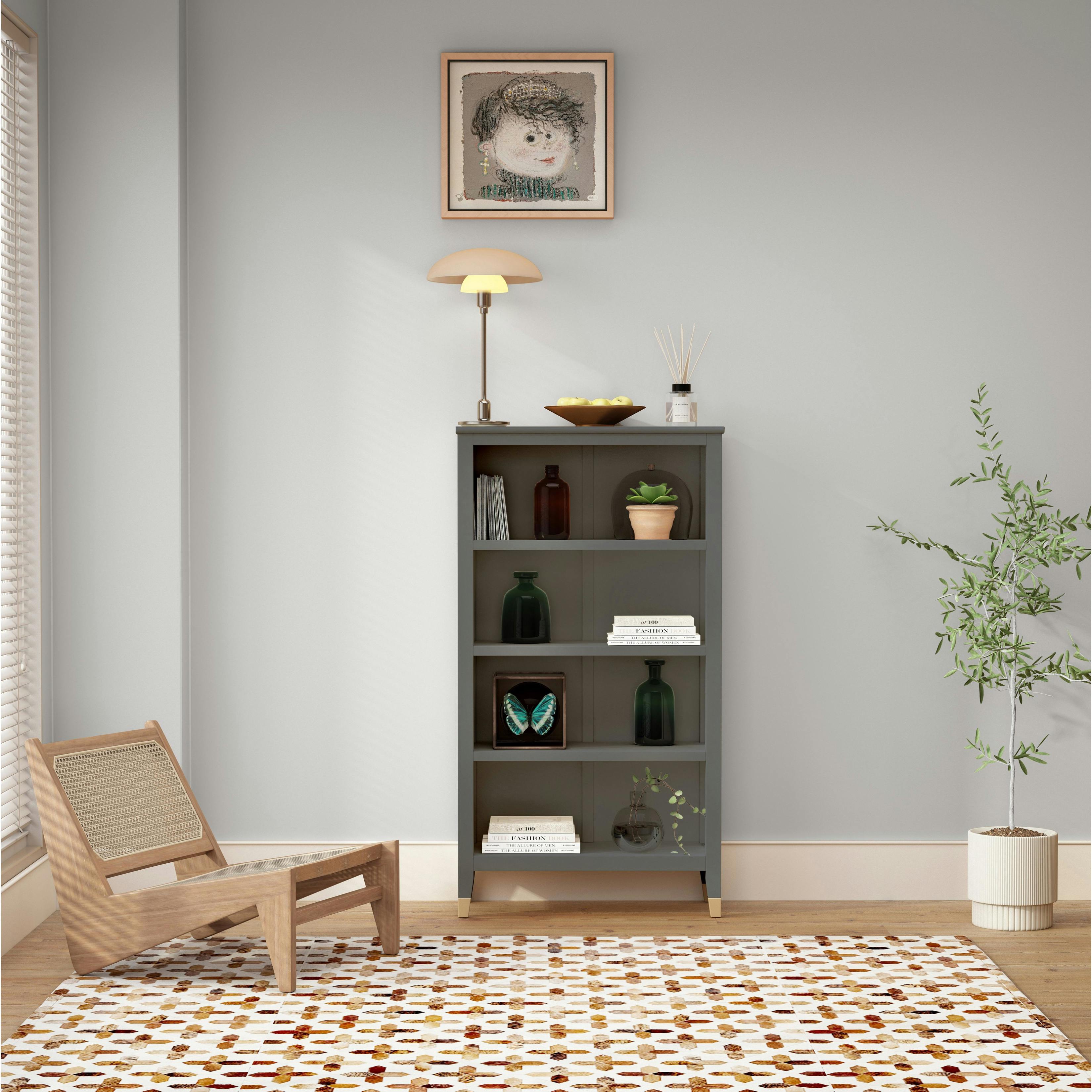 Rackhams Grey Palazzi 4 Tier Bookcase H127 W69 D25cm - Mid