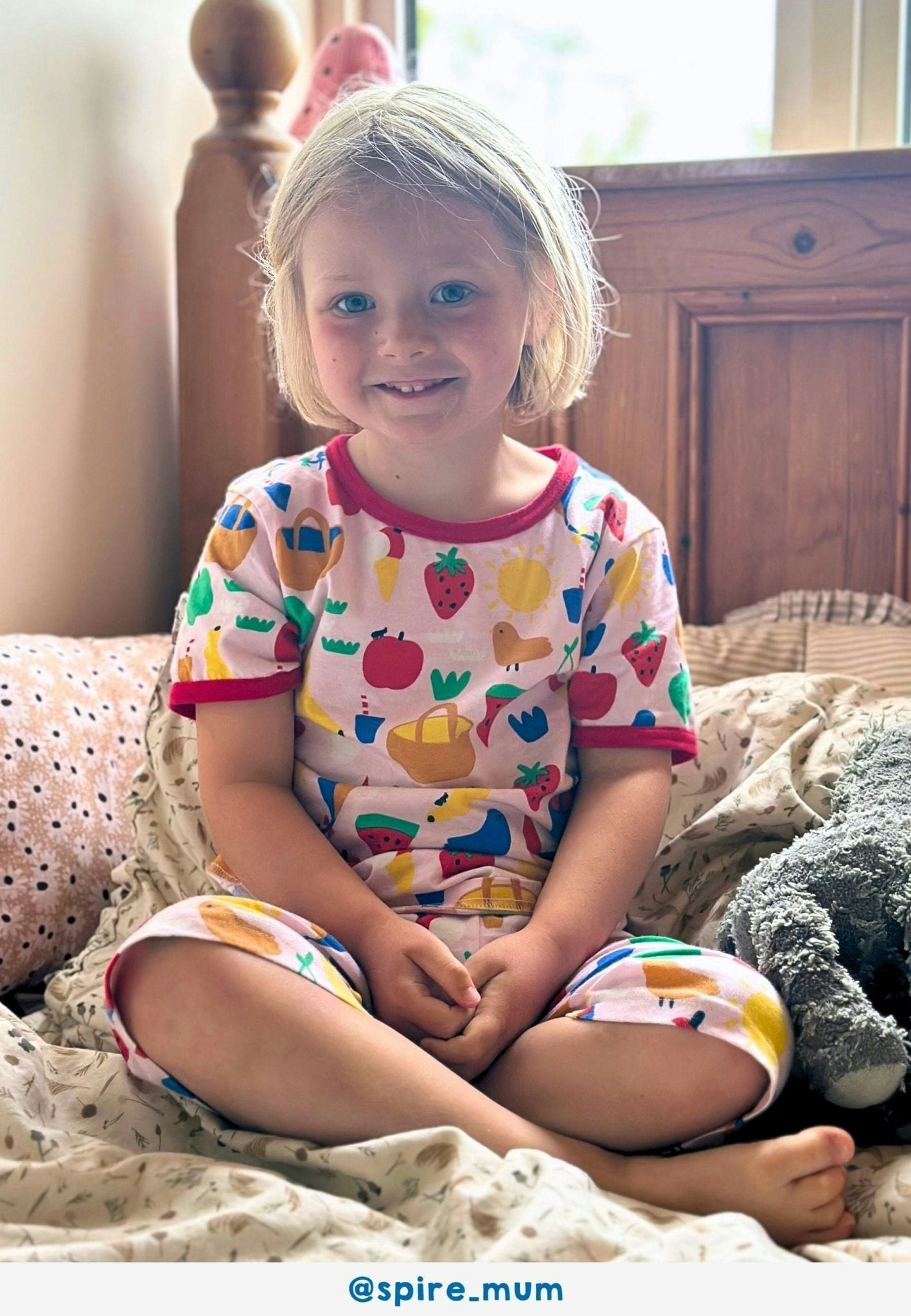 Toby Tiger Pink Organic Picnic Print Short Pyjamas - 7-8Y / 128Cm