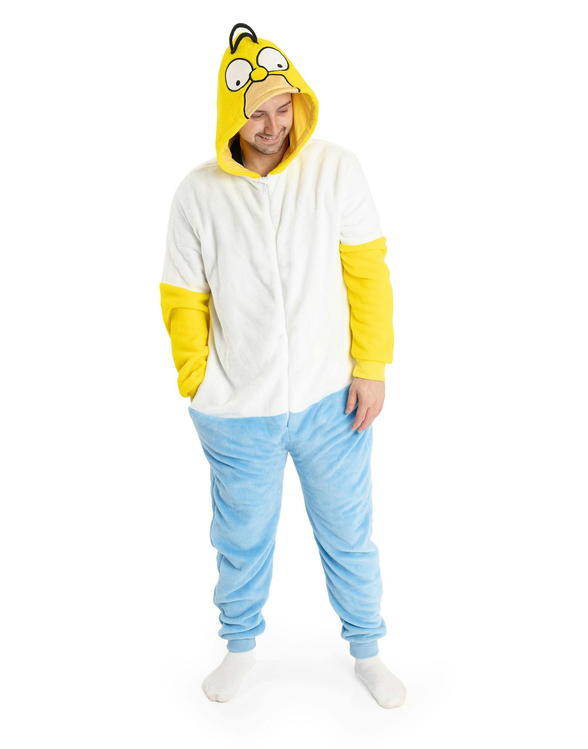 Vanilla Underground Men's Yellow/White/Blue The Simpsons Multicoloured Homer Onesie - Medium