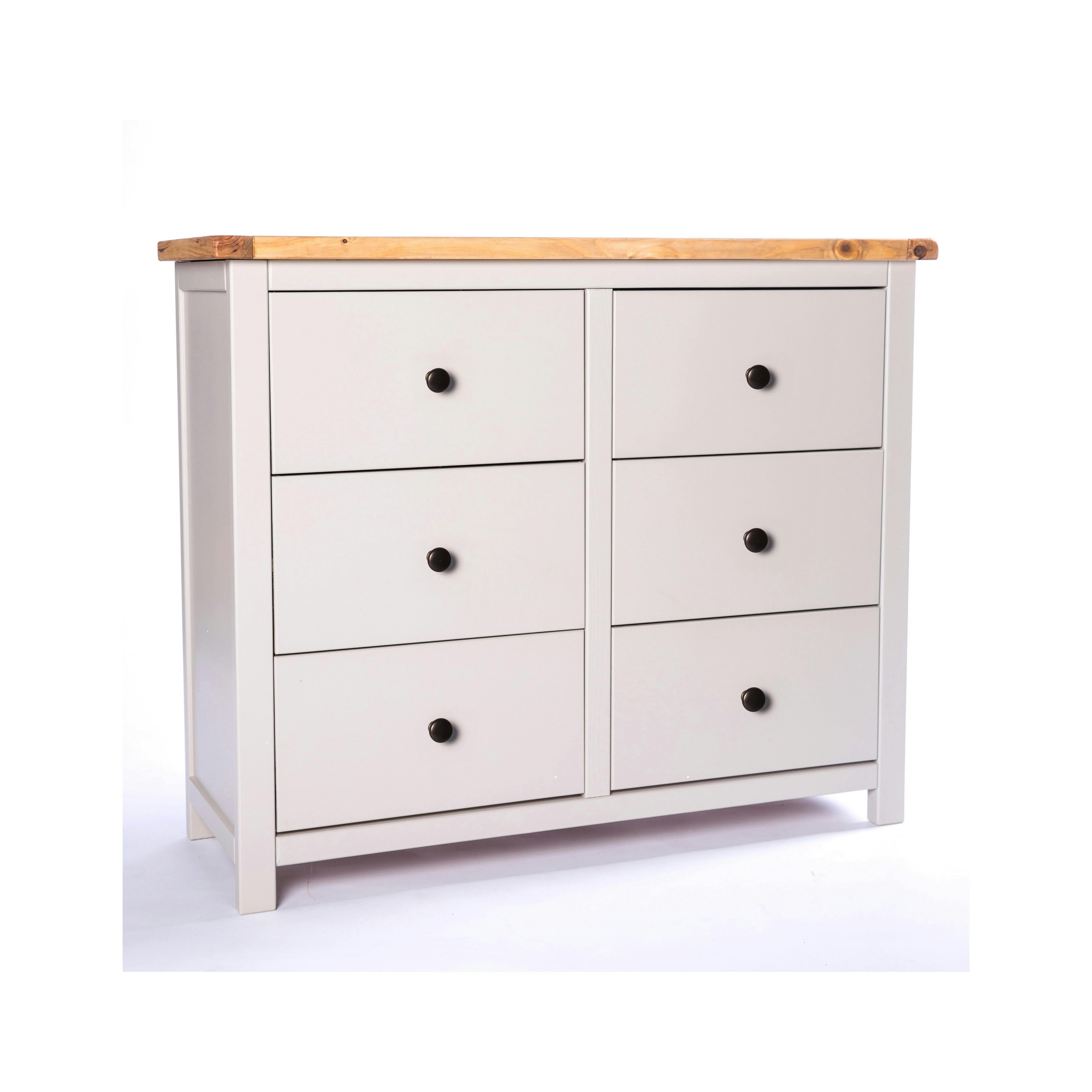 Cabinet Bits Light/Grey Argenta 6 Drawer Chest Of Drawers Brass Knob