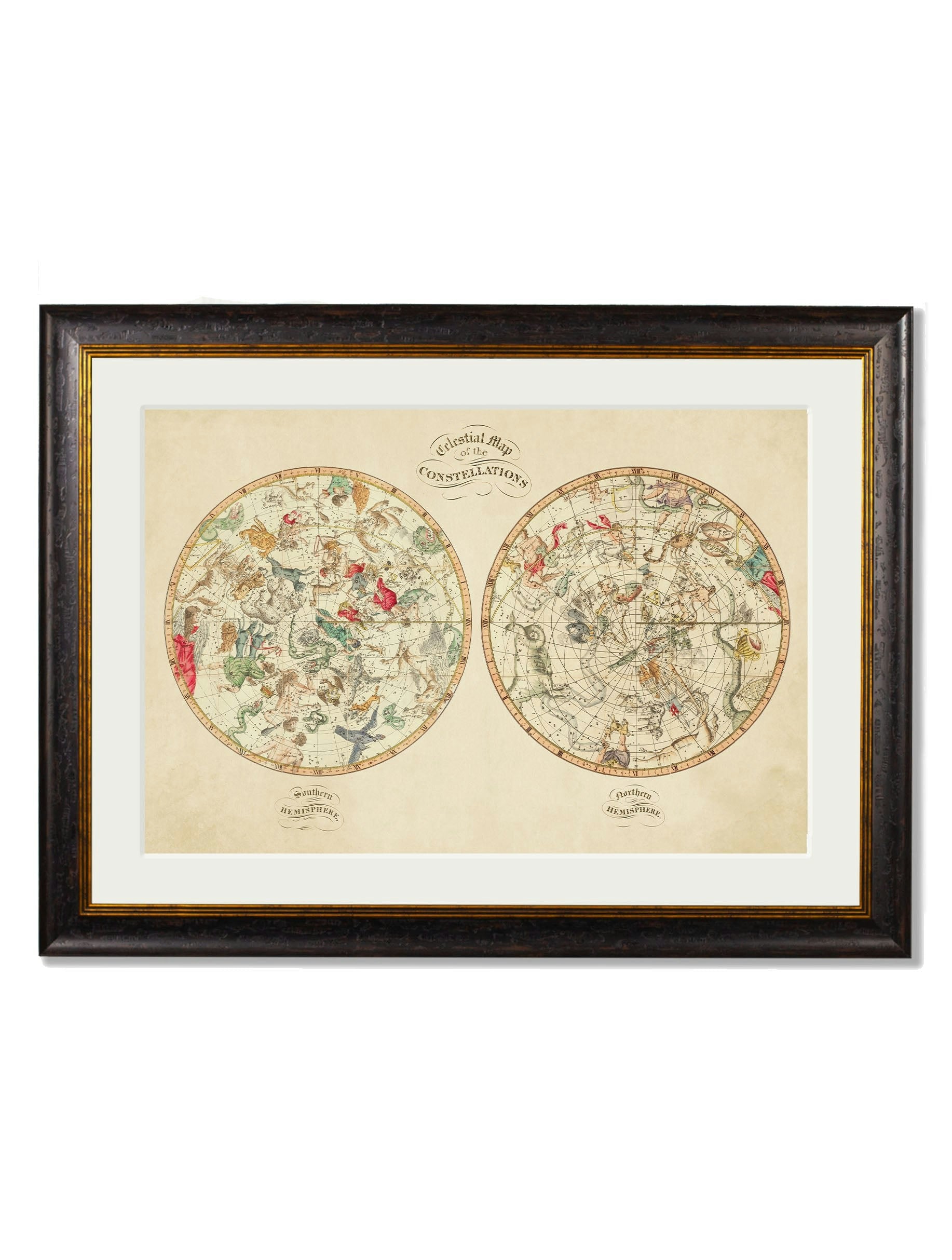 Exceptional Art Black C.1820 Map Of The Constellations - 70 X 95Cm - Mount