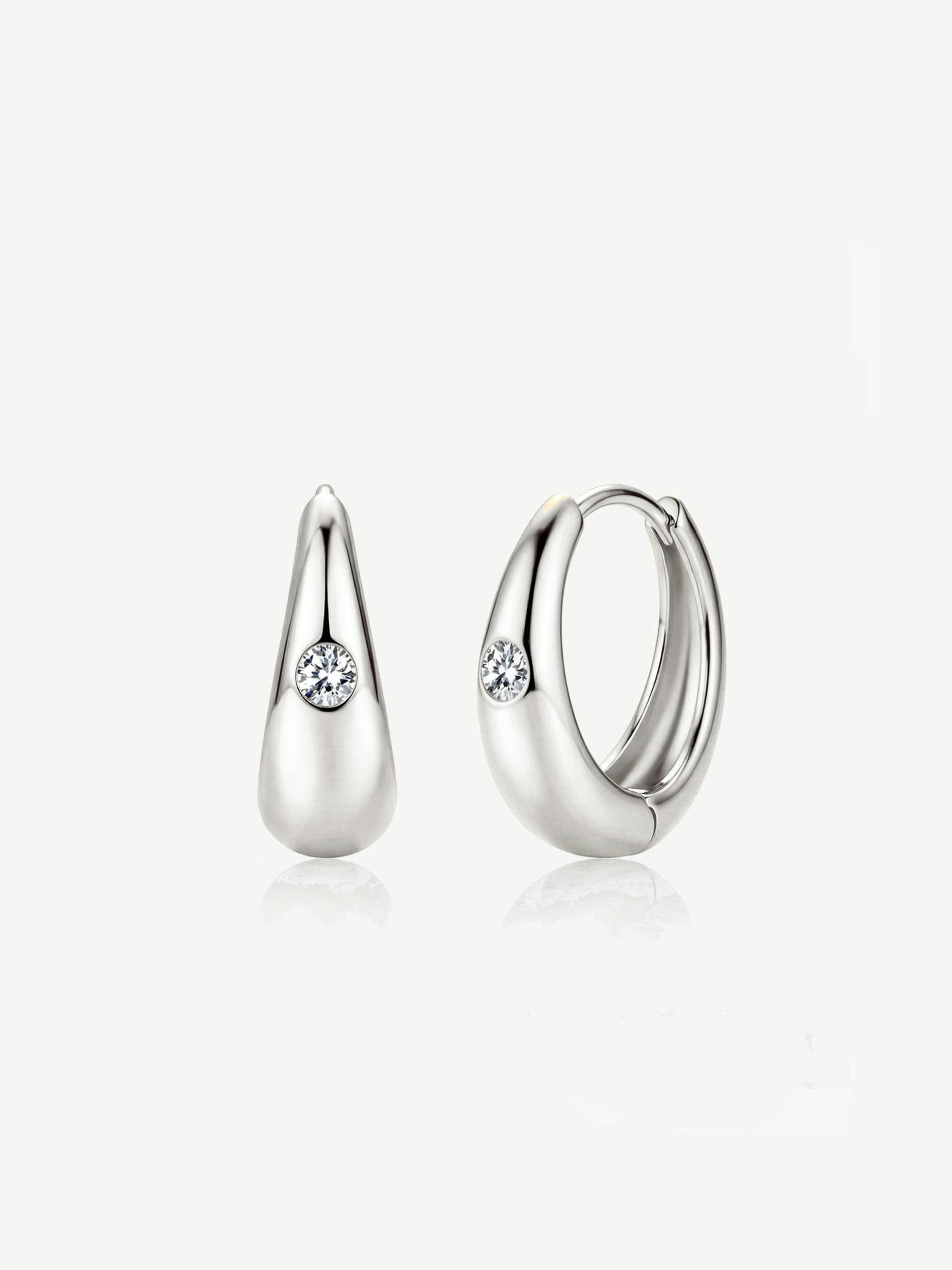 Muchv Silver Moissanite Hoop Earrings