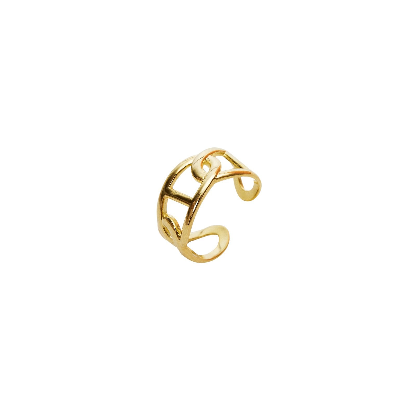 Spero London Silver/Gold Large Chain Ring Sterling