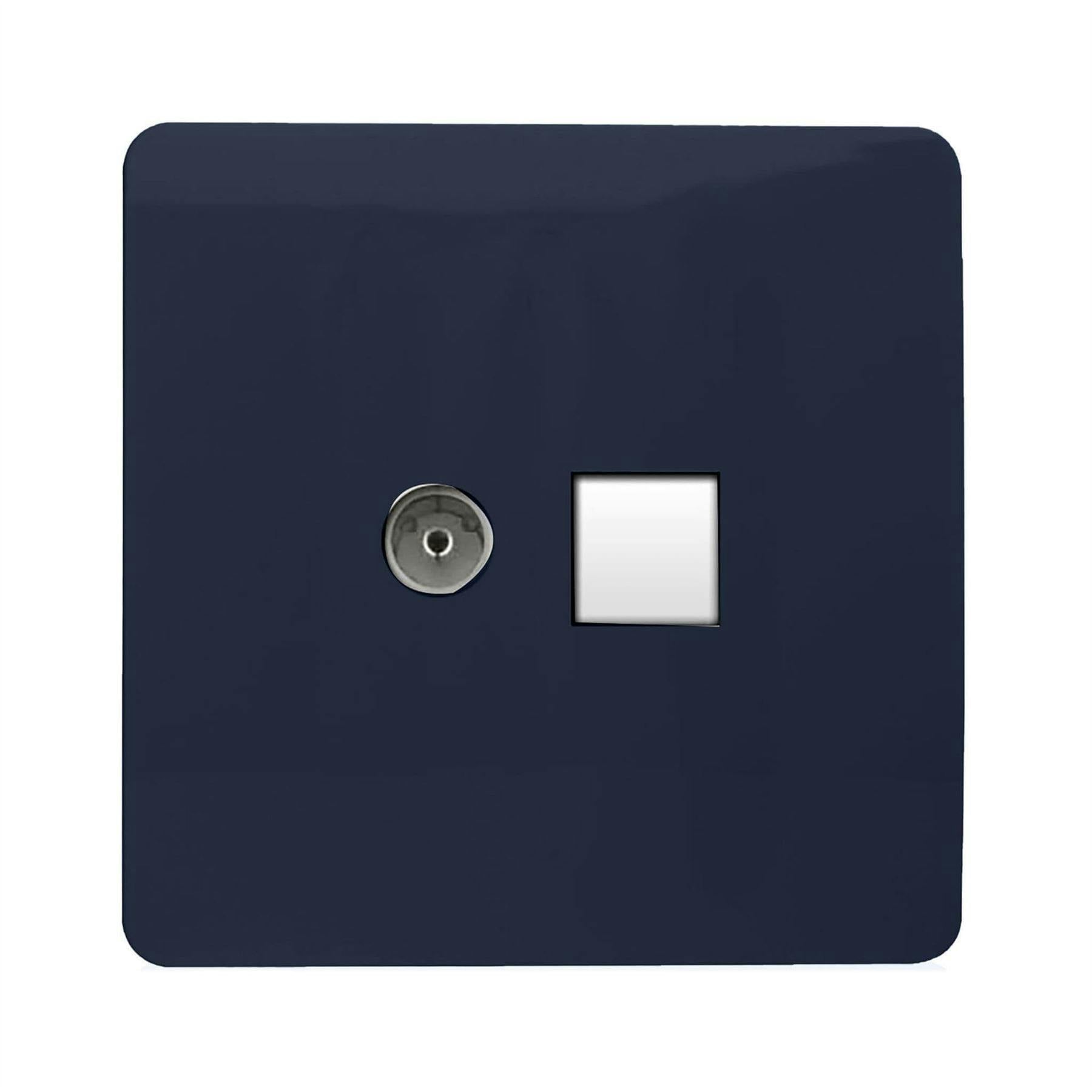 Trendi Switch Trendi Artistic Modern Glossy Tactile Tv Co-Axial Socket + Telephone Socket Navy - Image 5