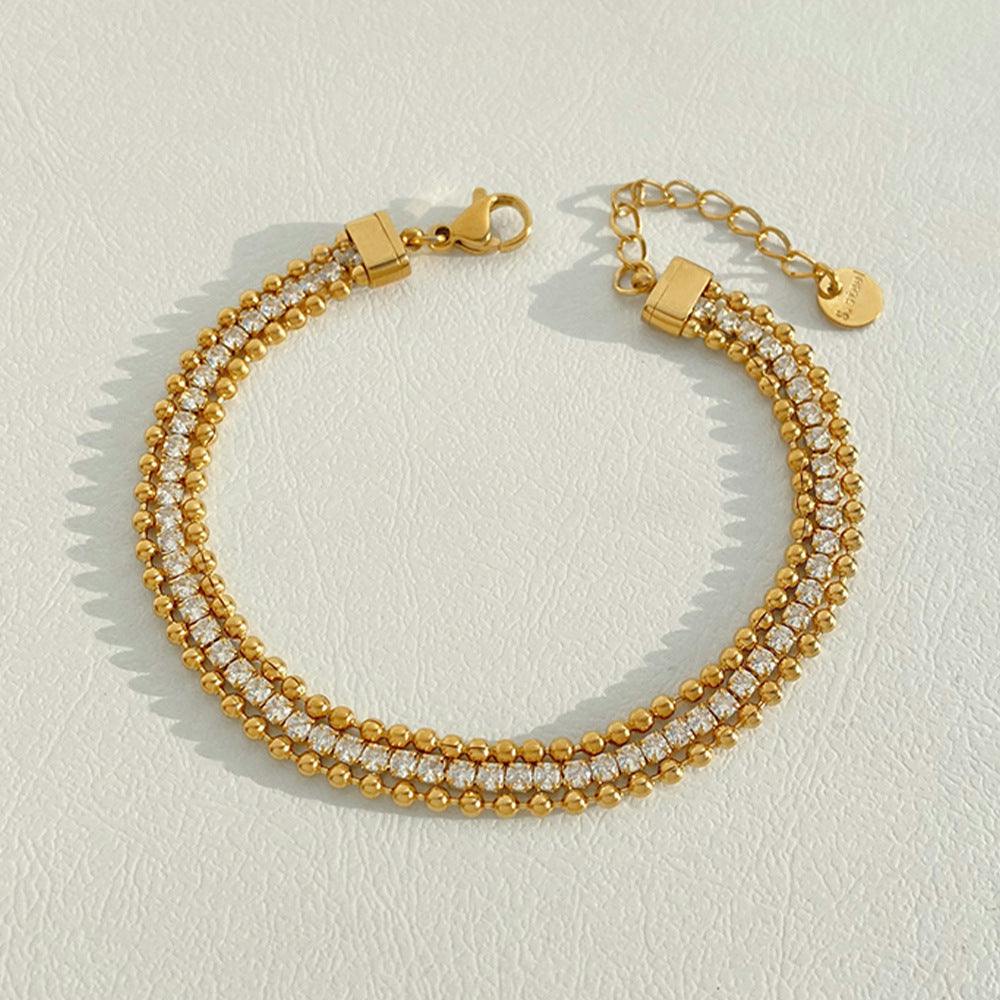 Elk & Bloom Gold 14K Double Tennis Satellite Bracelet - No Thank You