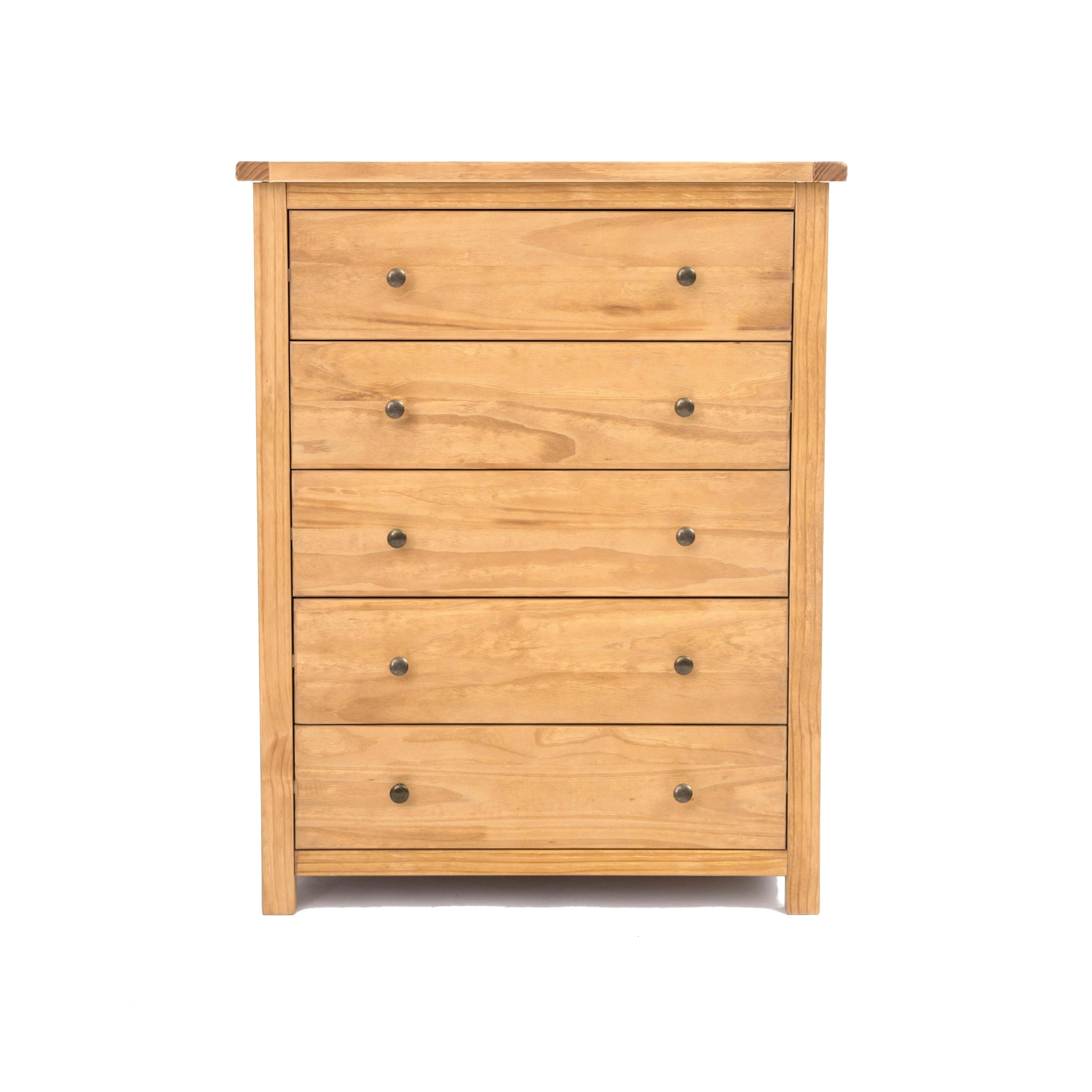 Rackhams Light/Brown Lugo 5 Drawer Chest Of Drawers Brass Knob