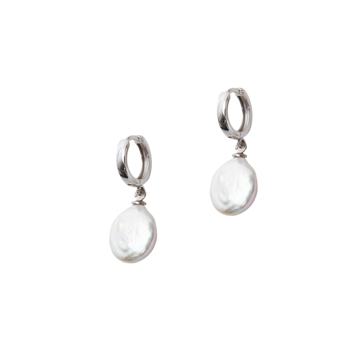 Spero London Silver Treated Freshwater Cultured Baroque Pearl Hoop Earrings