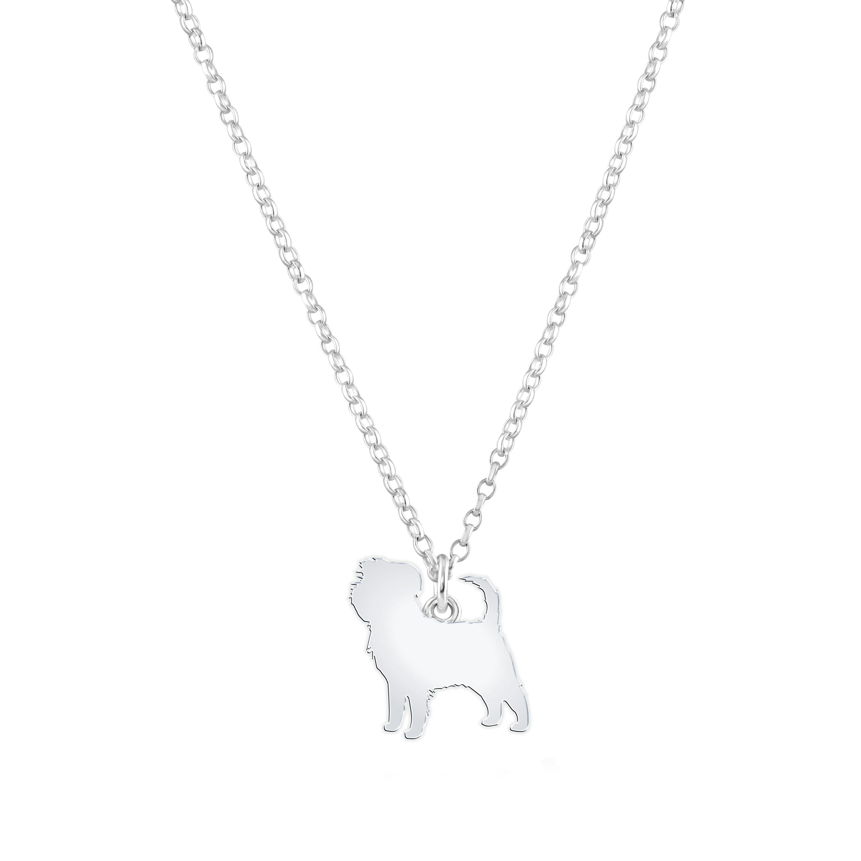 Mylee London Silver Affenpinscher Silhouette Necklace - Personalised - Yes