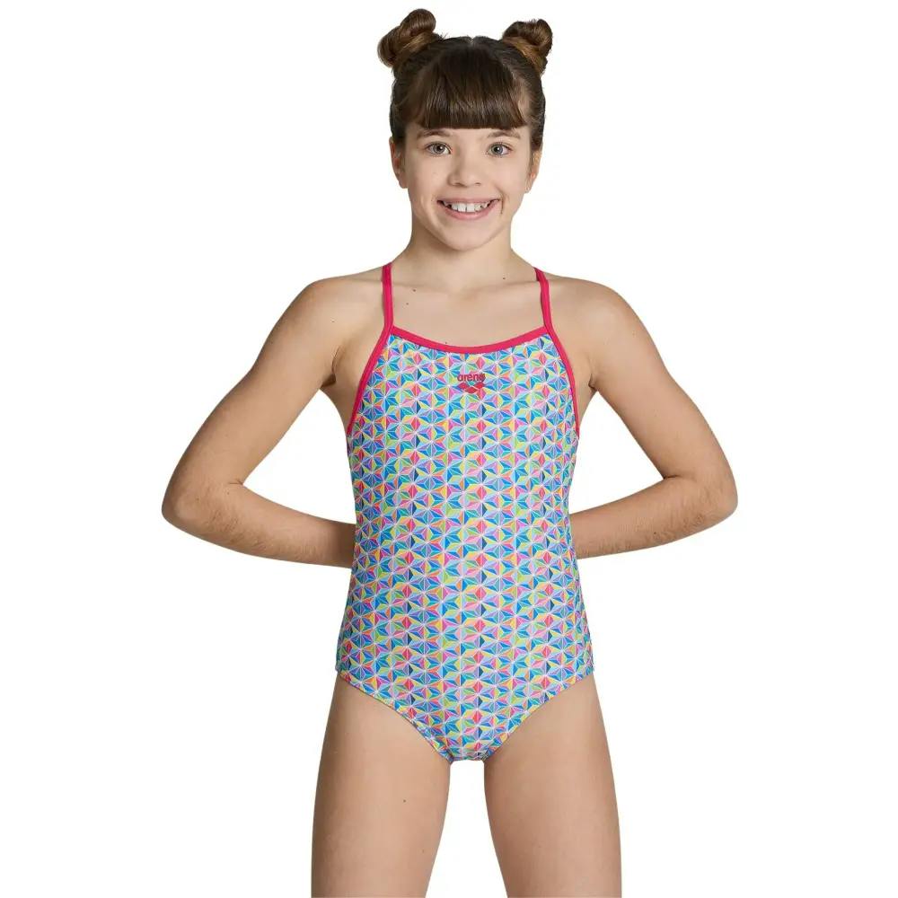 Arena Girls Starfish Lightdrop Back Swimsuit - Rose/Multi - Age 14-15