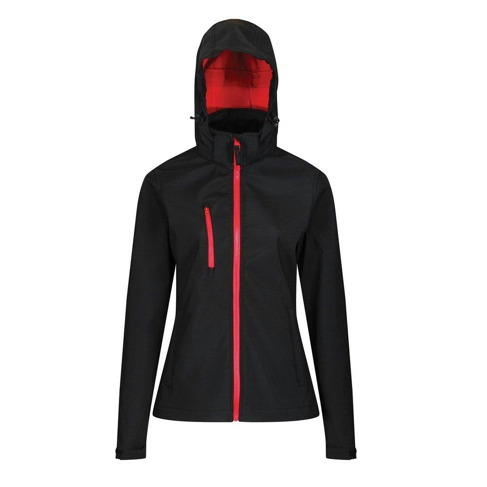 Regatta Women's Black/Red Venturer Hooded Soft Shell Jacket - /Classic - 20 Uk - /Classic - 100% Polyester