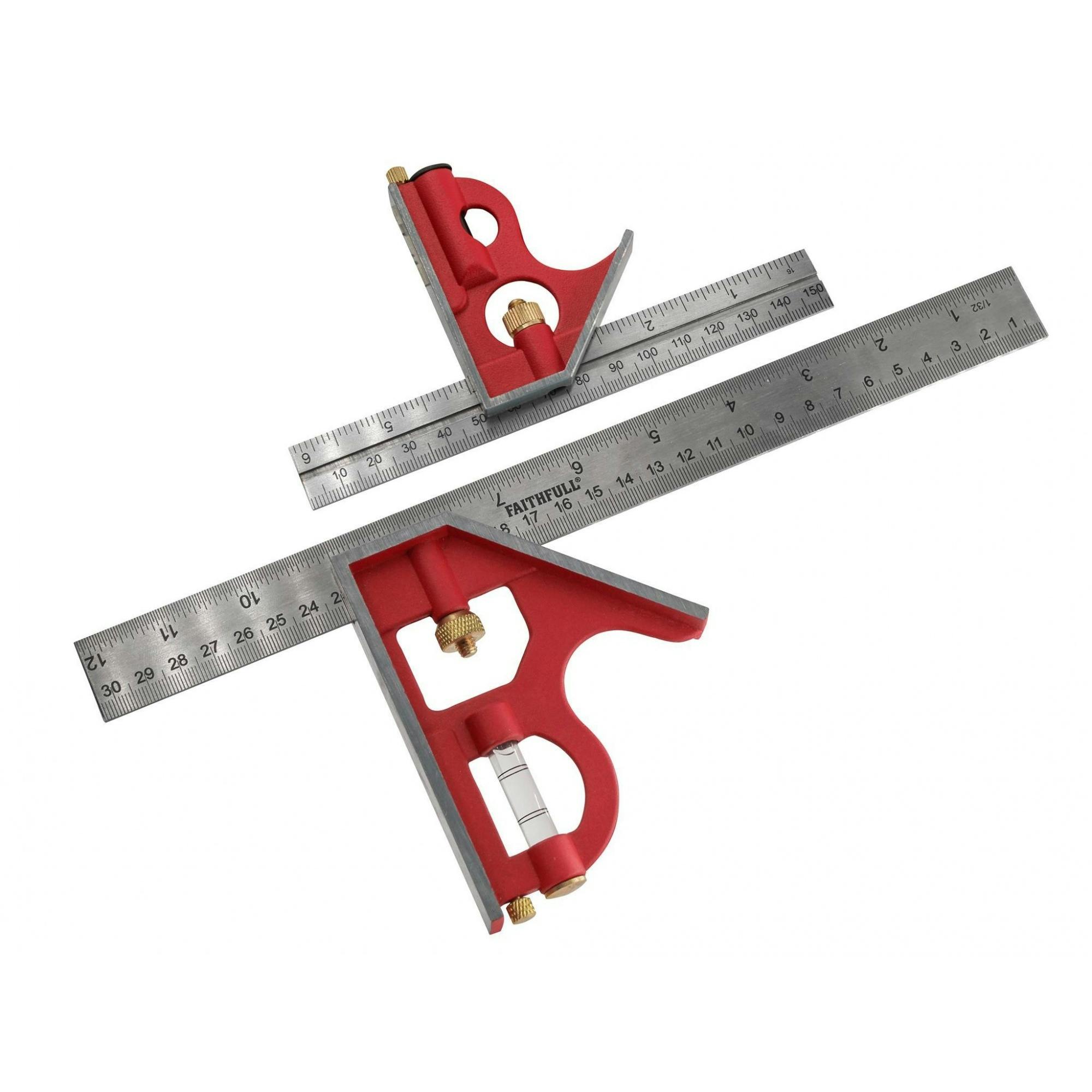 Rackhams Combination Square Twin Pack 150Mm (6In) & 300Mm (12In) - Multi Colour - Multi Colour - One Size