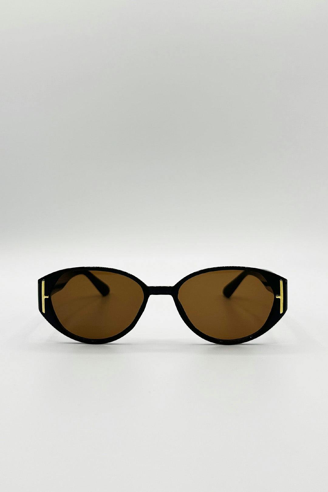 Svnx Black Round Cat Eye Detail Sunglasses In - One Szie