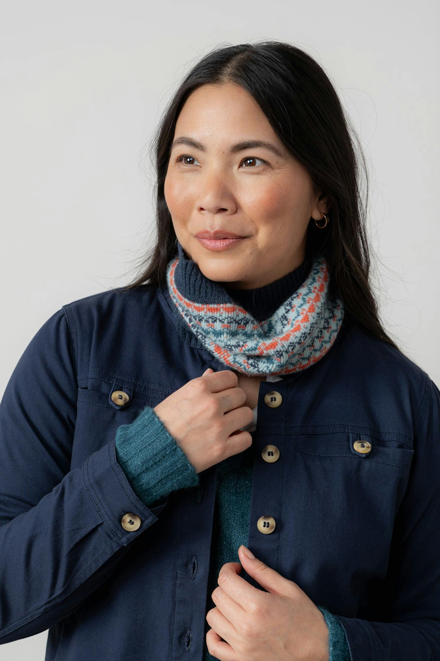 Lily & Me Fair Isle Knitted Snood Sea Mist - One Size - Sea Mist