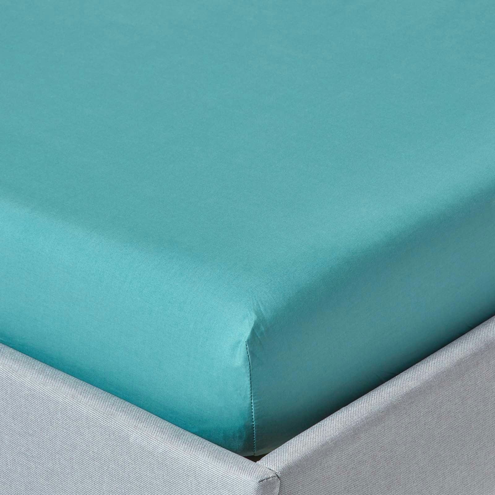 Rackhams Light Crisp & Cool 200 Tc Egyptian Cotton Percale Fitted Sheet – 46 Cm Extra Deep - Teal - King