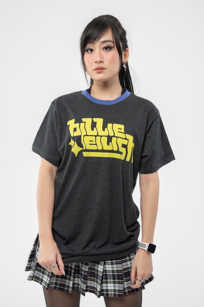 Paradiso Clothing Unisex Green Billie Eilish Neon Logo Ringer T Shirt - Xl