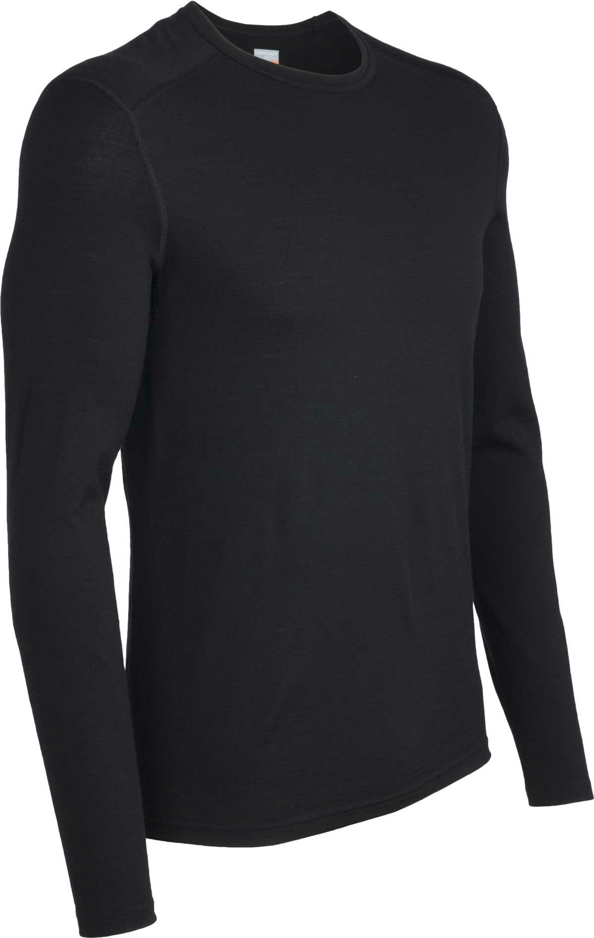 Icebreaker Men's Black Merino 200 Oasis Long Sleeve Base Layer Crew {Ic-104365} - Large