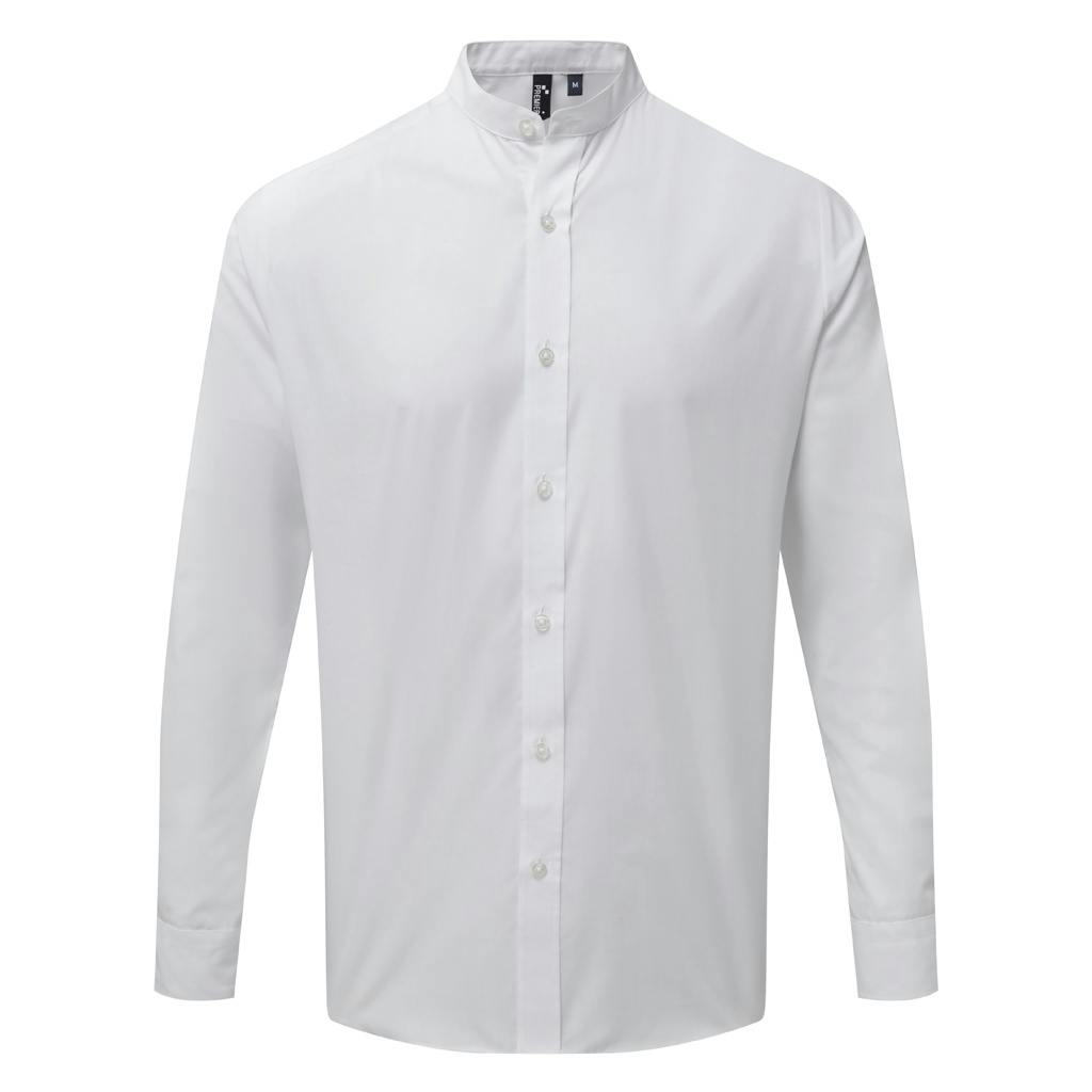 Premier (Xs, White) Adults Unisex Long Sleeve Grandad Shirt - Image 3